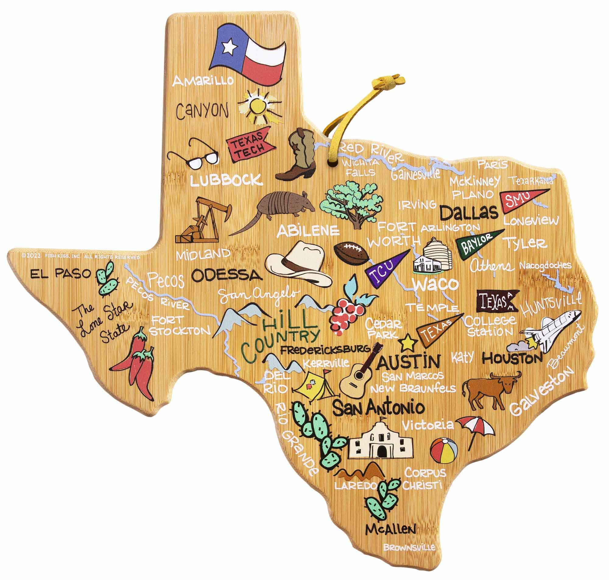 totally-bamboo-texas-cutting-board-with-artwork-by-fish-kiss image 1