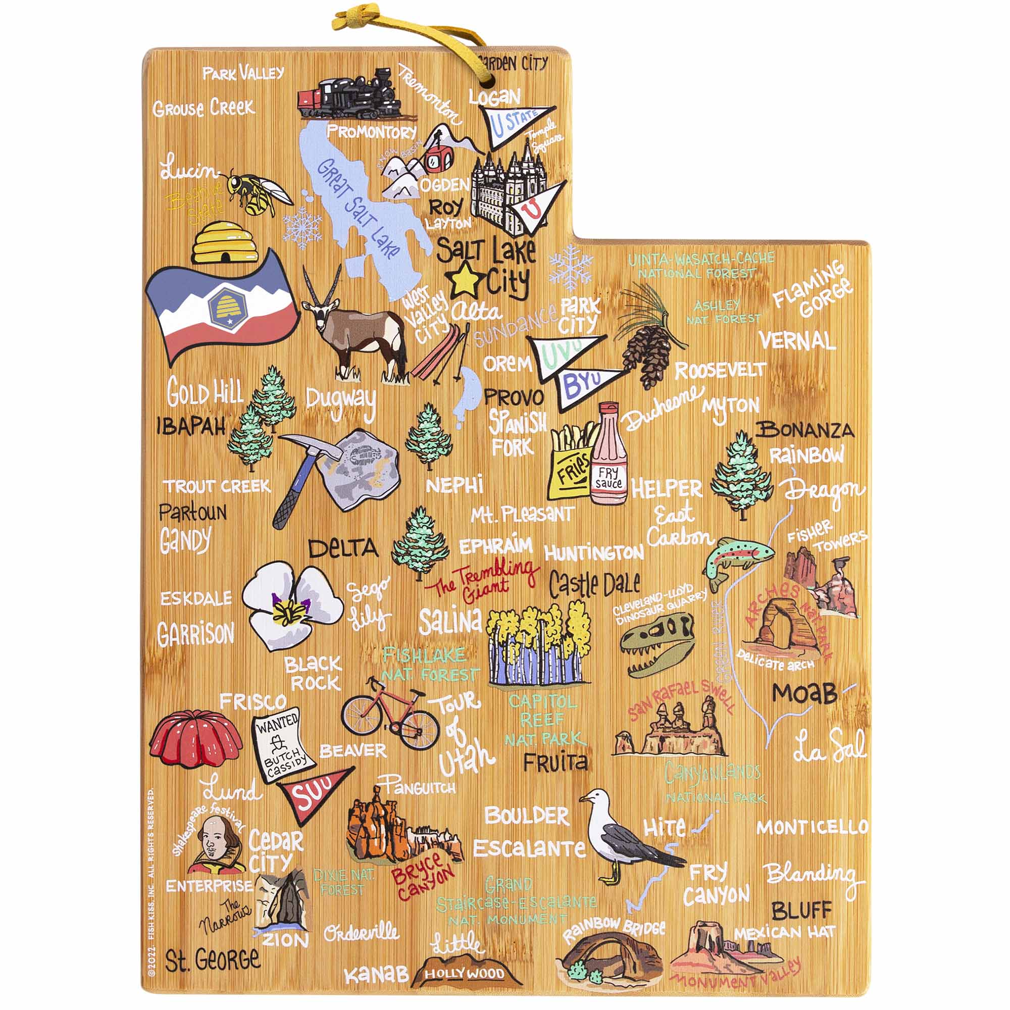 totally-bamboo-utah-cutting-board-with-artwork-by-fish-kiss image 1