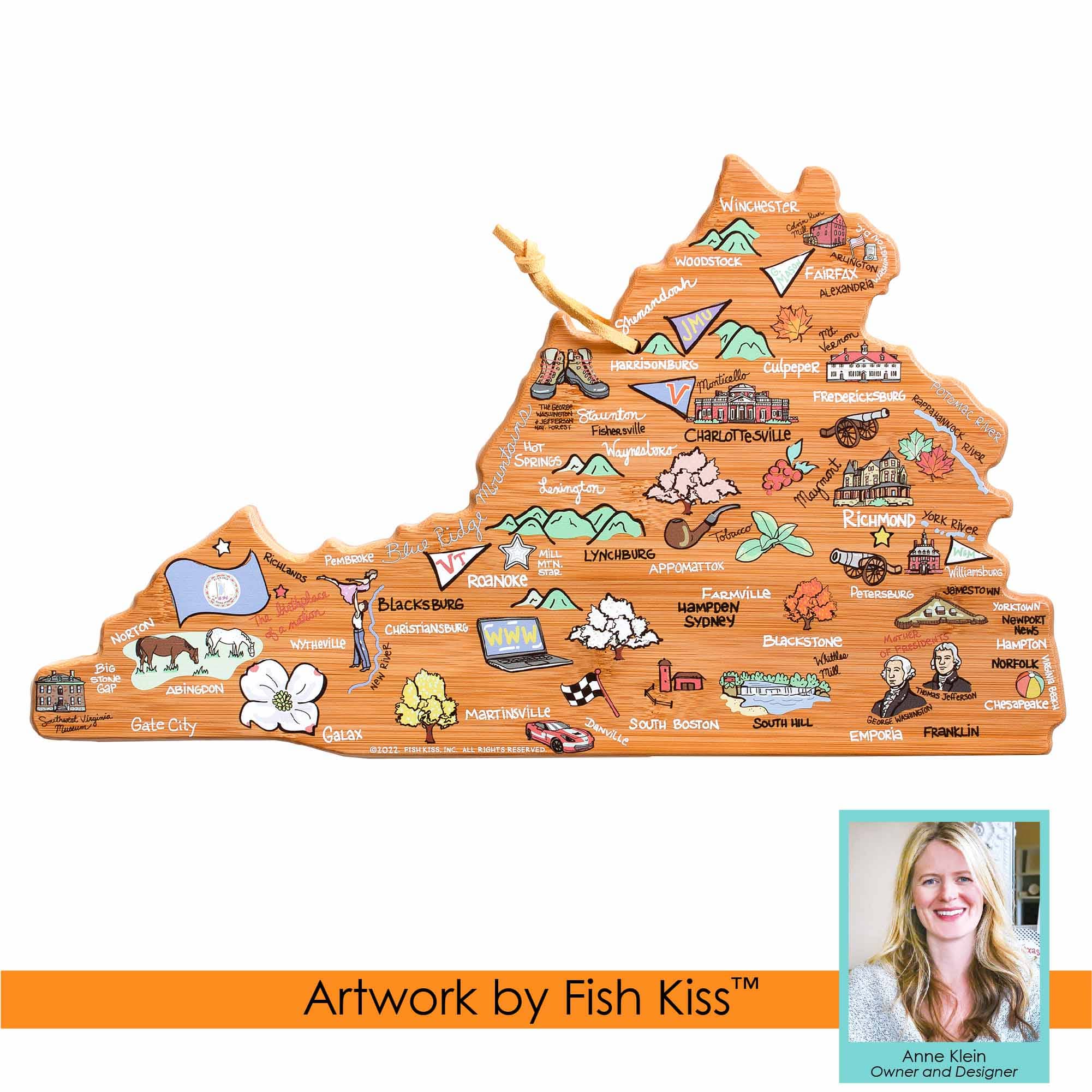 totally-bamboo-virginia-state-shaped-cutting-board-with-fish-kiss-artwork image 7