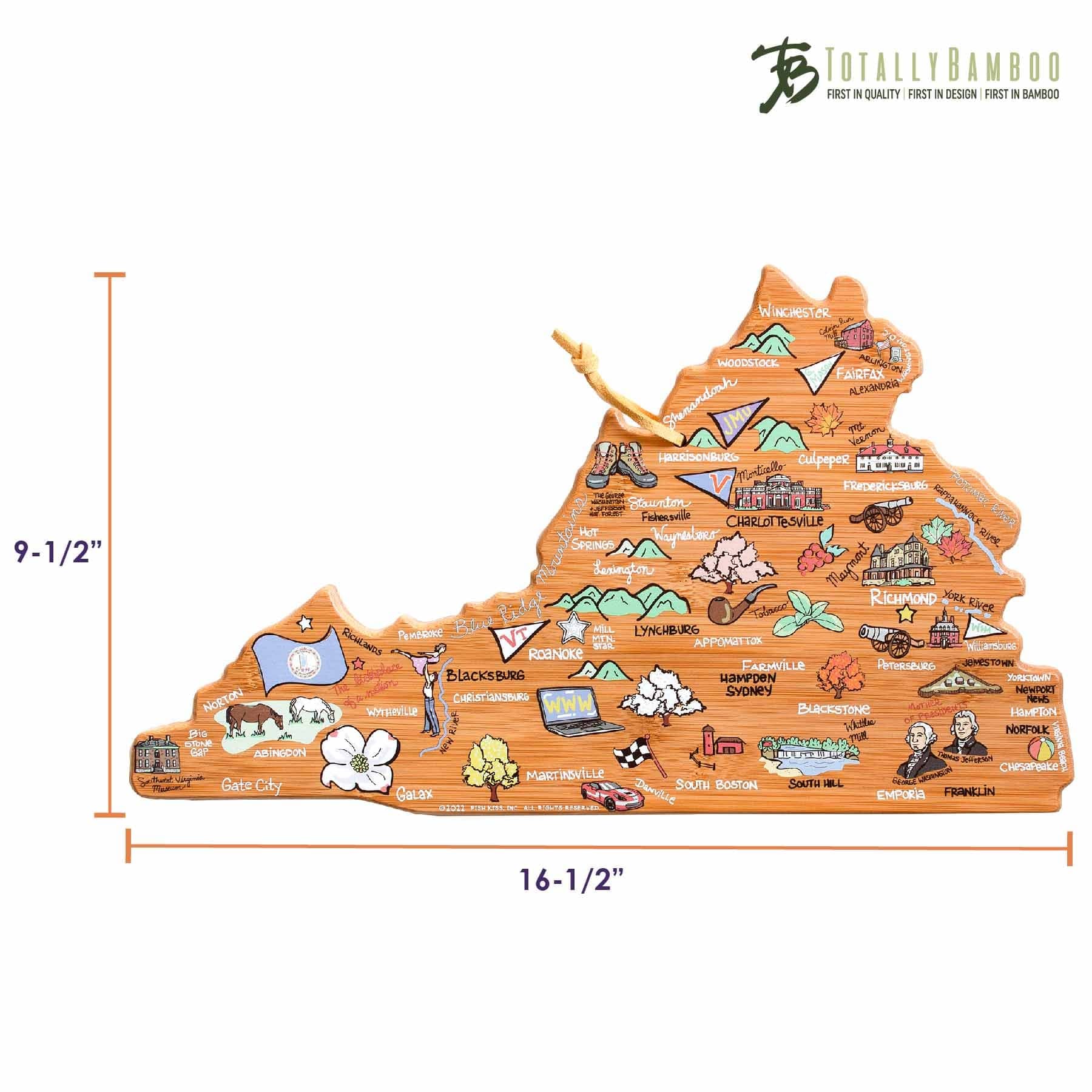 totally-bamboo-virginia-state-shaped-cutting-board-with-fish-kiss-artwork image 8