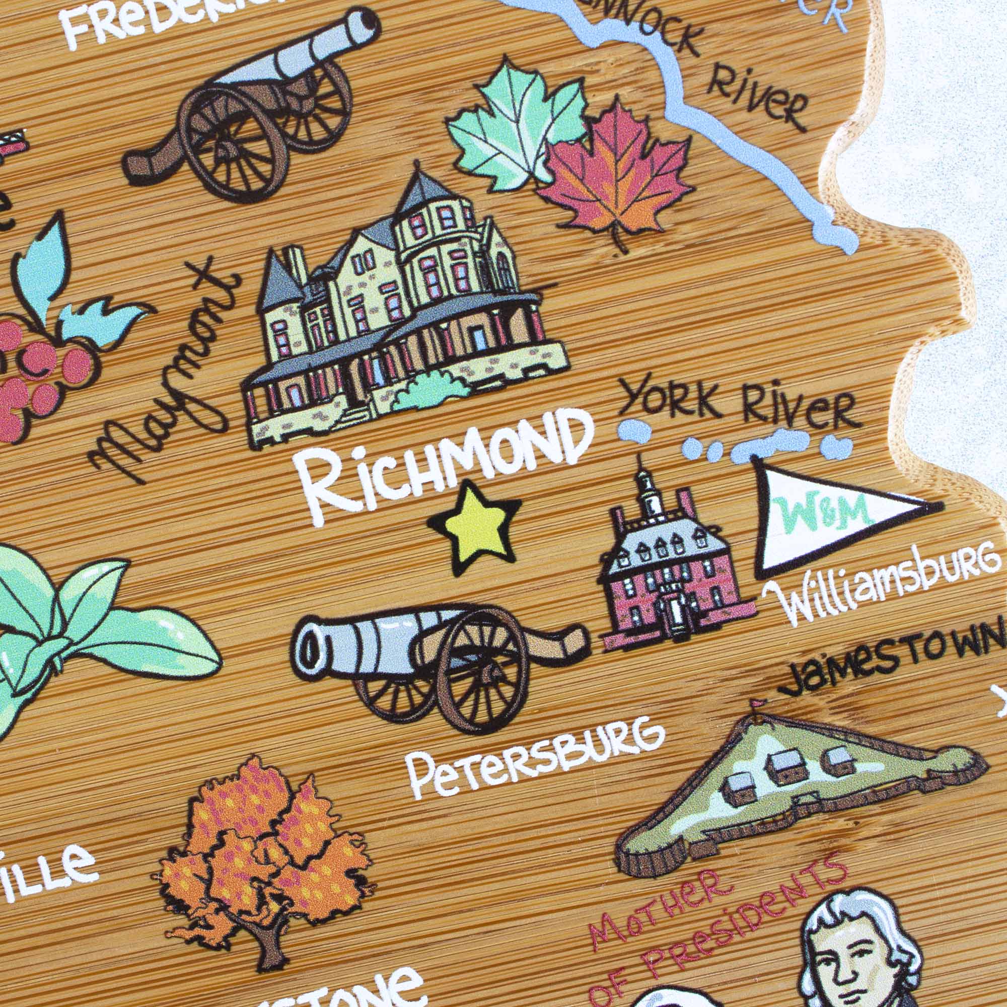 totally-bamboo-virginia-state-shaped-cutting-board-with-fish-kiss-artwork image 6