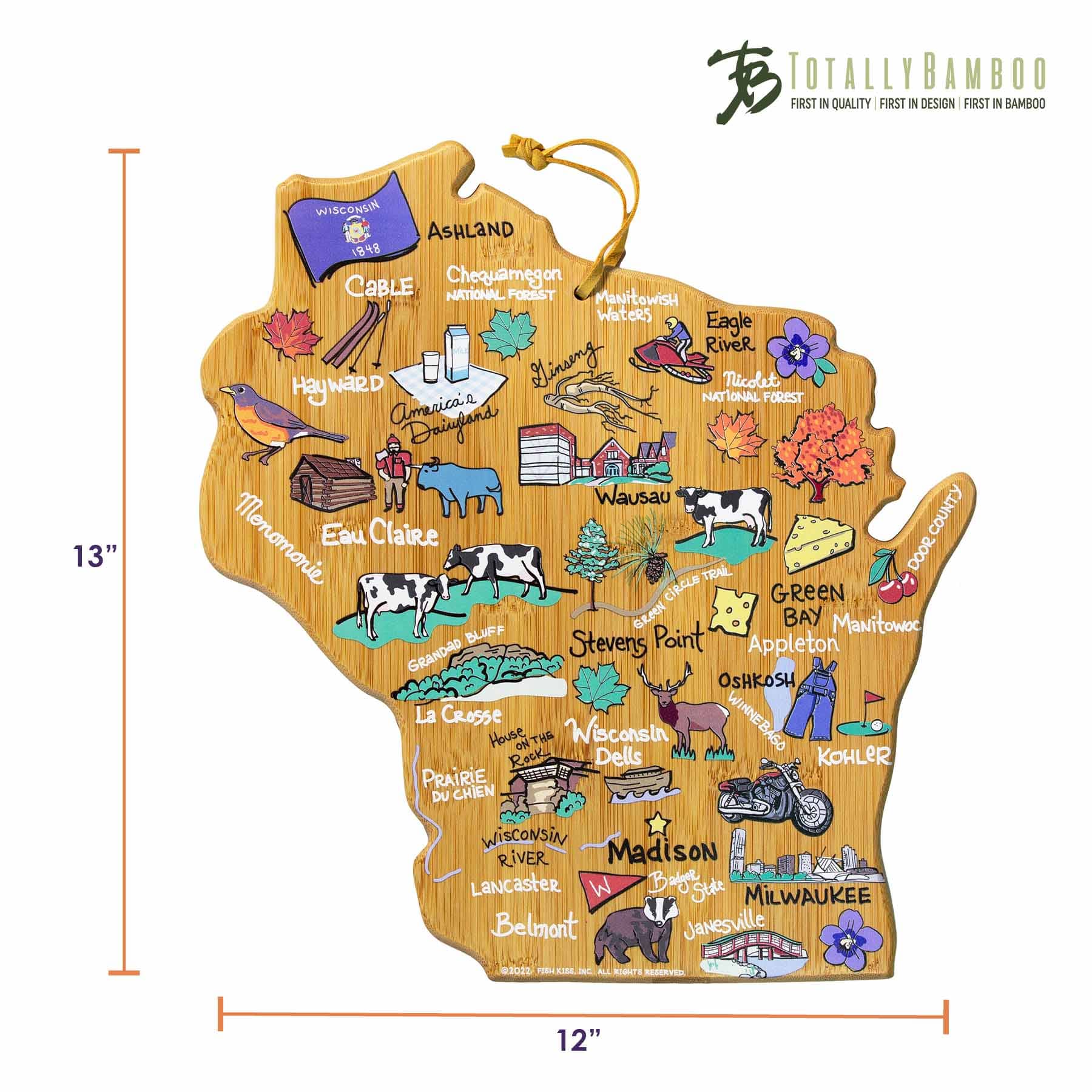 totally-bamboo-wisconsin-state-shaped-cutting-board-with-fish-kiss-artwork-food- image 8