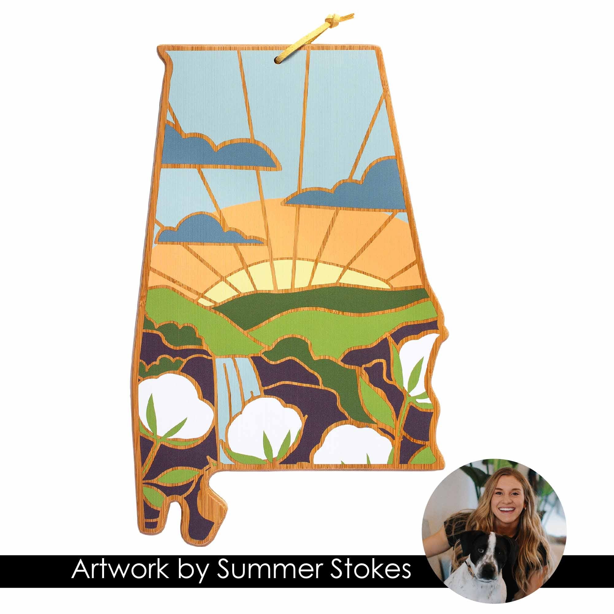 totally-bamboo-alabama-cutting-board-with-artwork-by-summer-stokes-state-shaped- image 6
