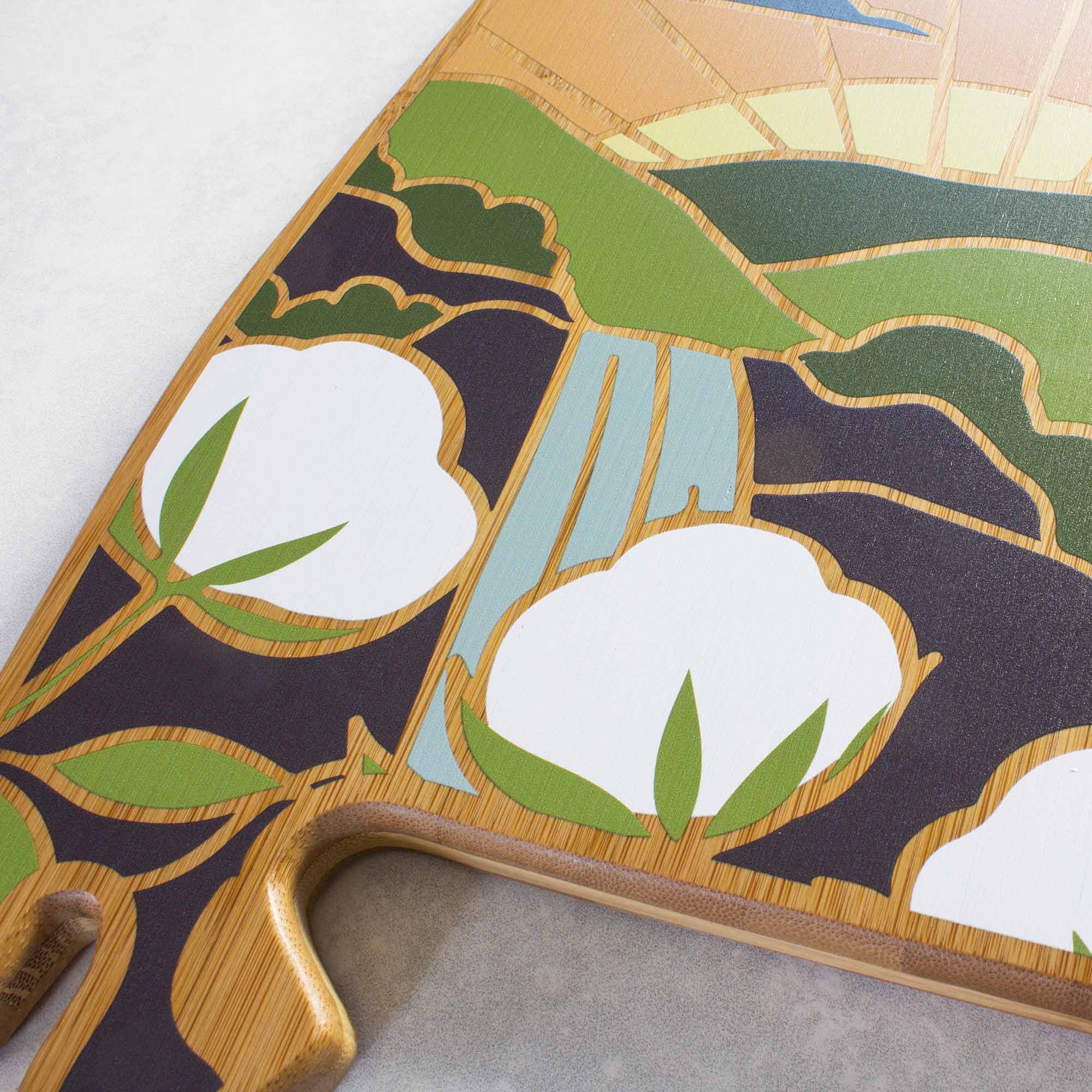 totally-bamboo-alabama-cutting-board-with-artwork-by-summer-stokes-state-shaped- image 5