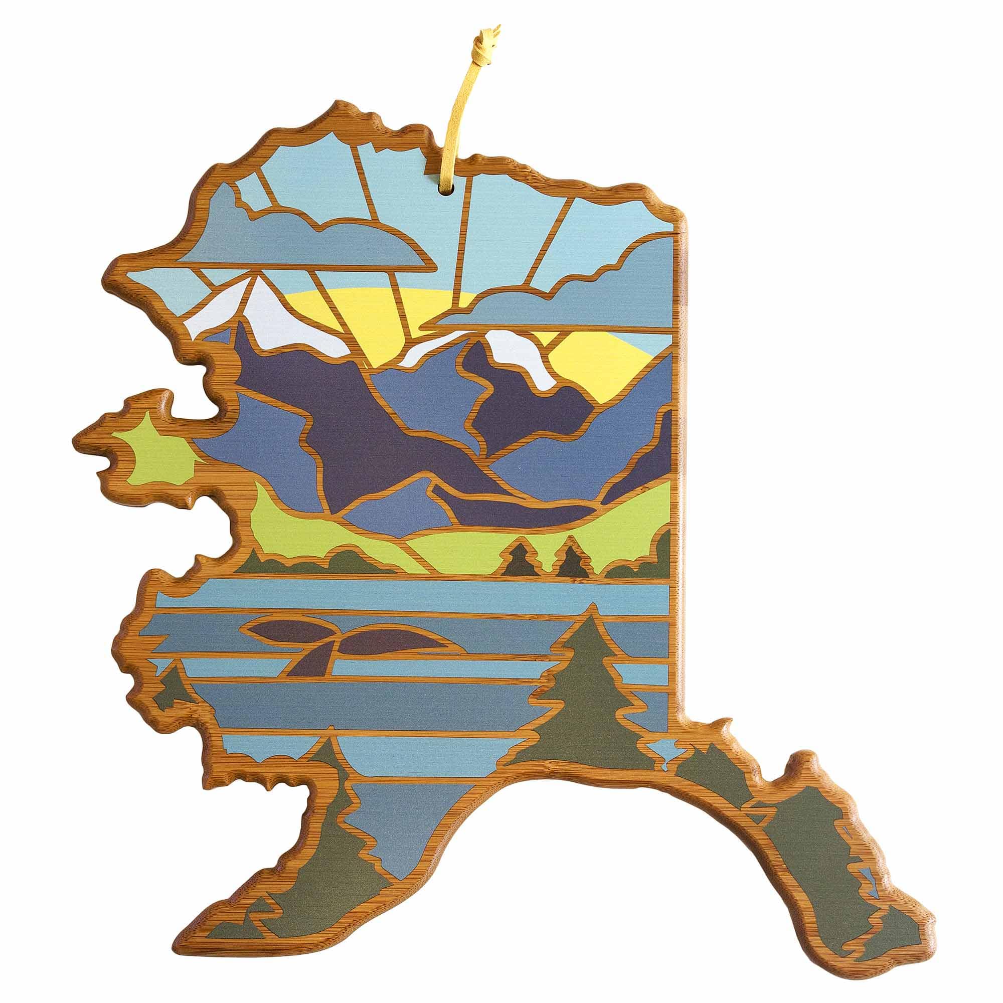 totally-bamboo-alaska-state-shaped-cutting-board-with-summer-stokes-artwork-bamb image 1