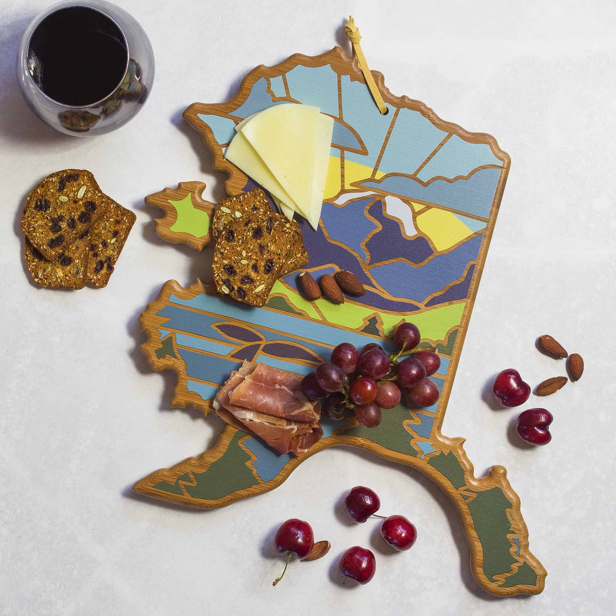 totally-bamboo-alaska-state-shaped-cutting-board-with-summer-stokes-artwork-bamb image 2