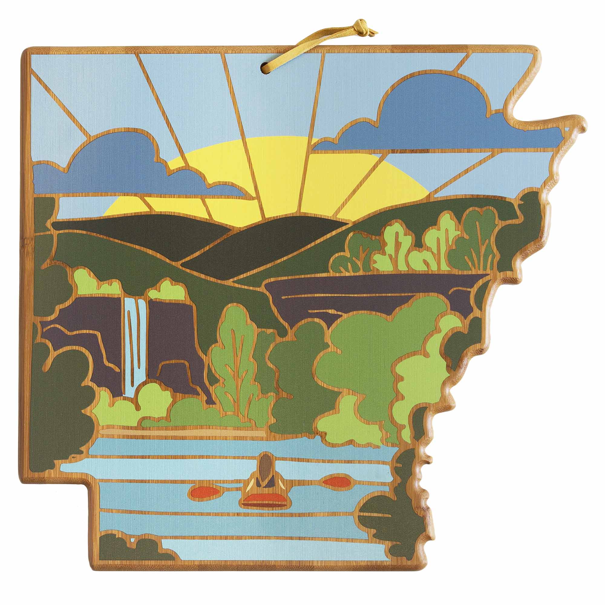 totally-bamboo-arkansas-state-shaped-cutting-board-with-artwork-by-summer-stokes image 1