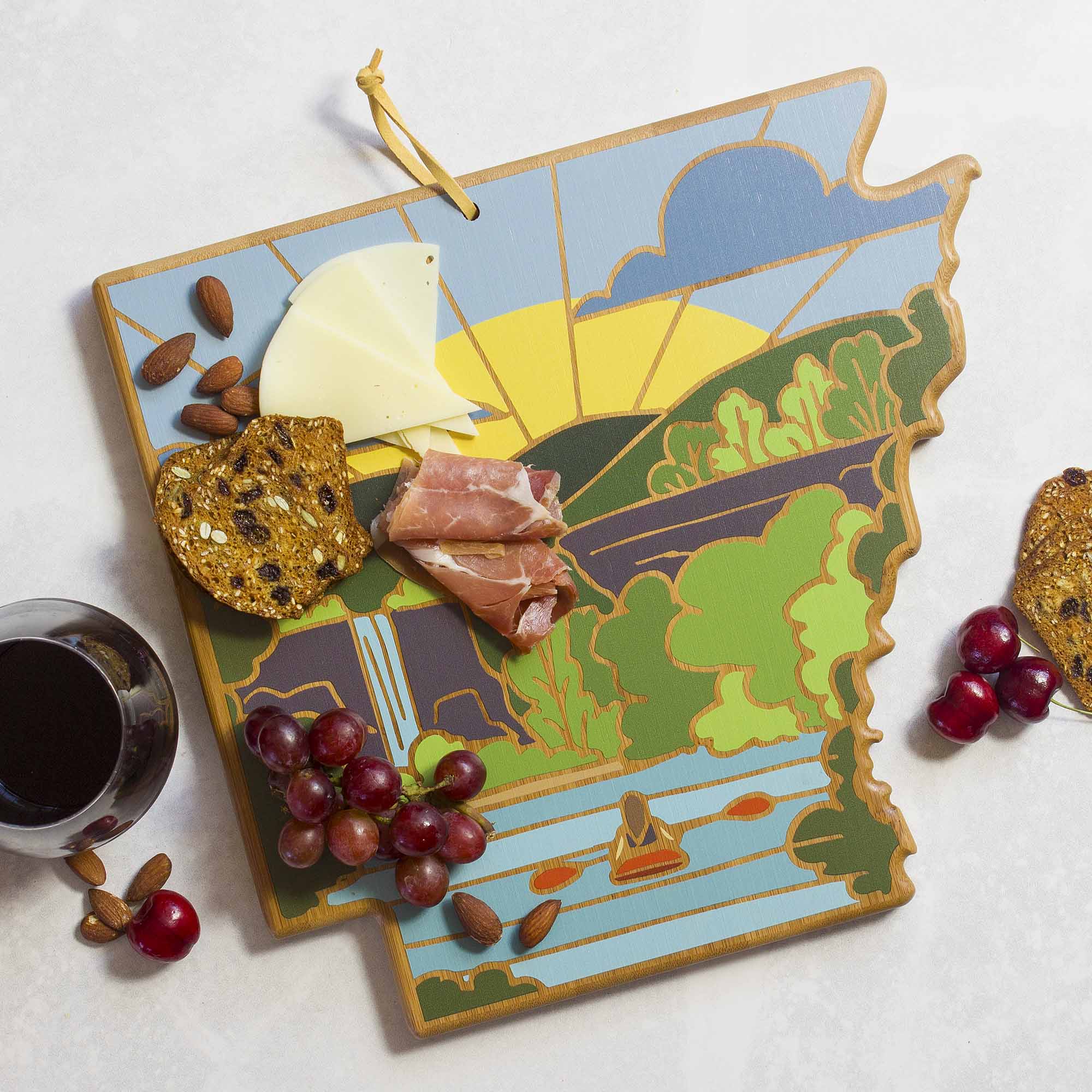 totally-bamboo-arkansas-state-shaped-cutting-board-with-artwork-by-summer-stokes image 2