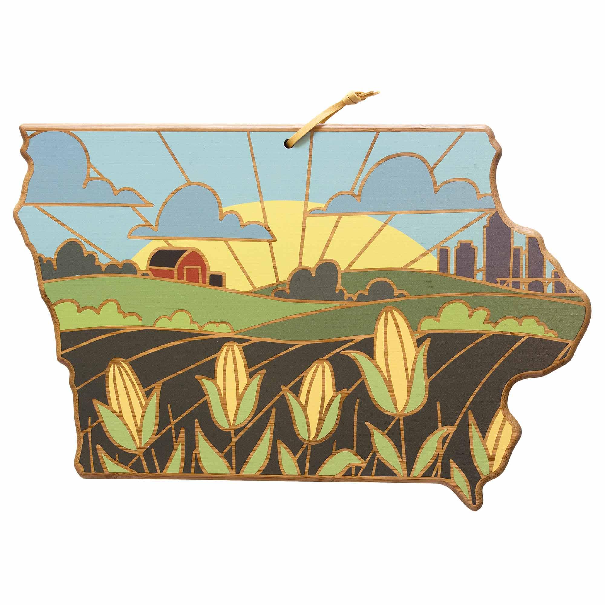 totally-bamboo-iowa-state-shaped-cutting-board-with-summer-stokes-artwork image 1