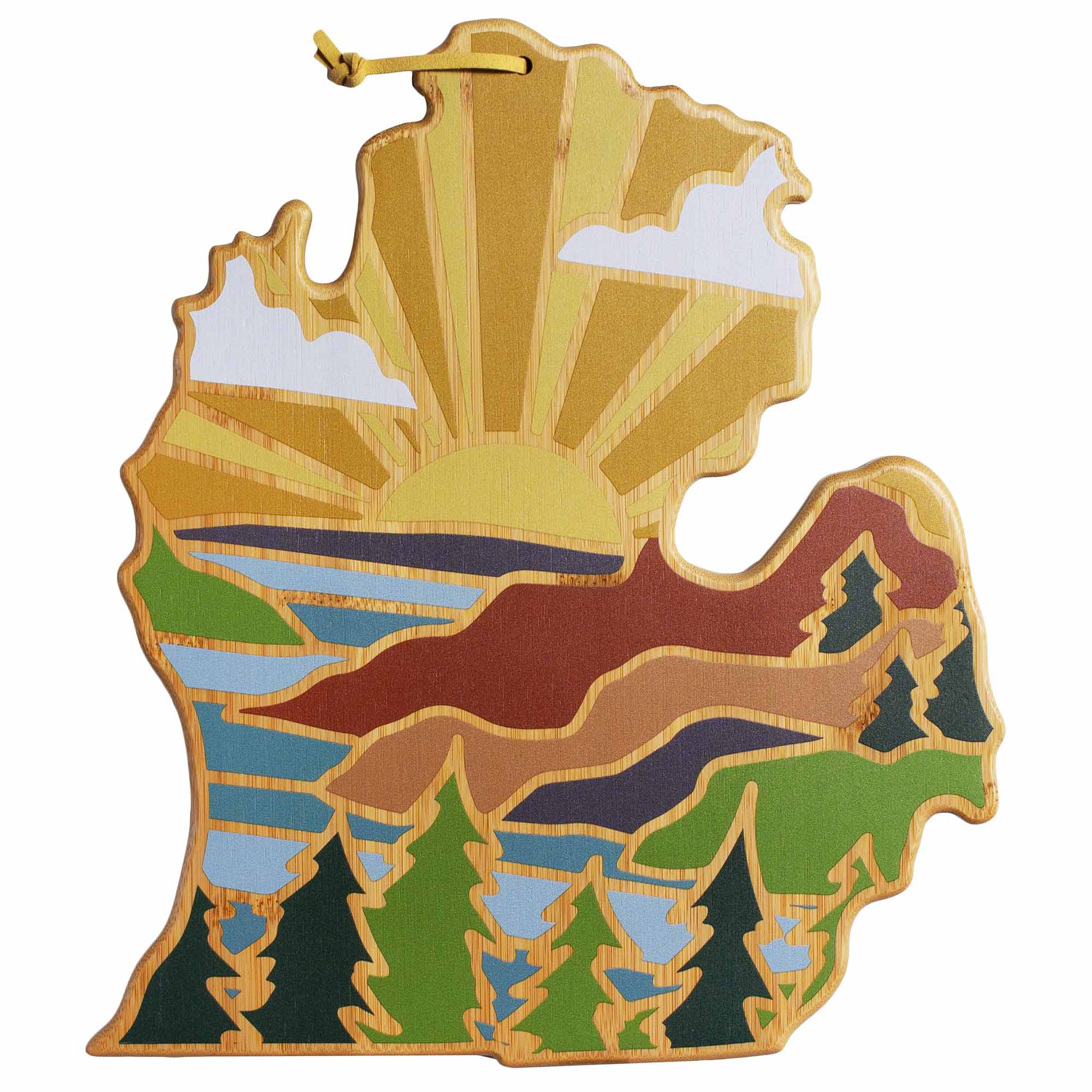 totally-bamboo-michigan-mitten-cutting-board-with-artwork-by-summer-stokes image 1