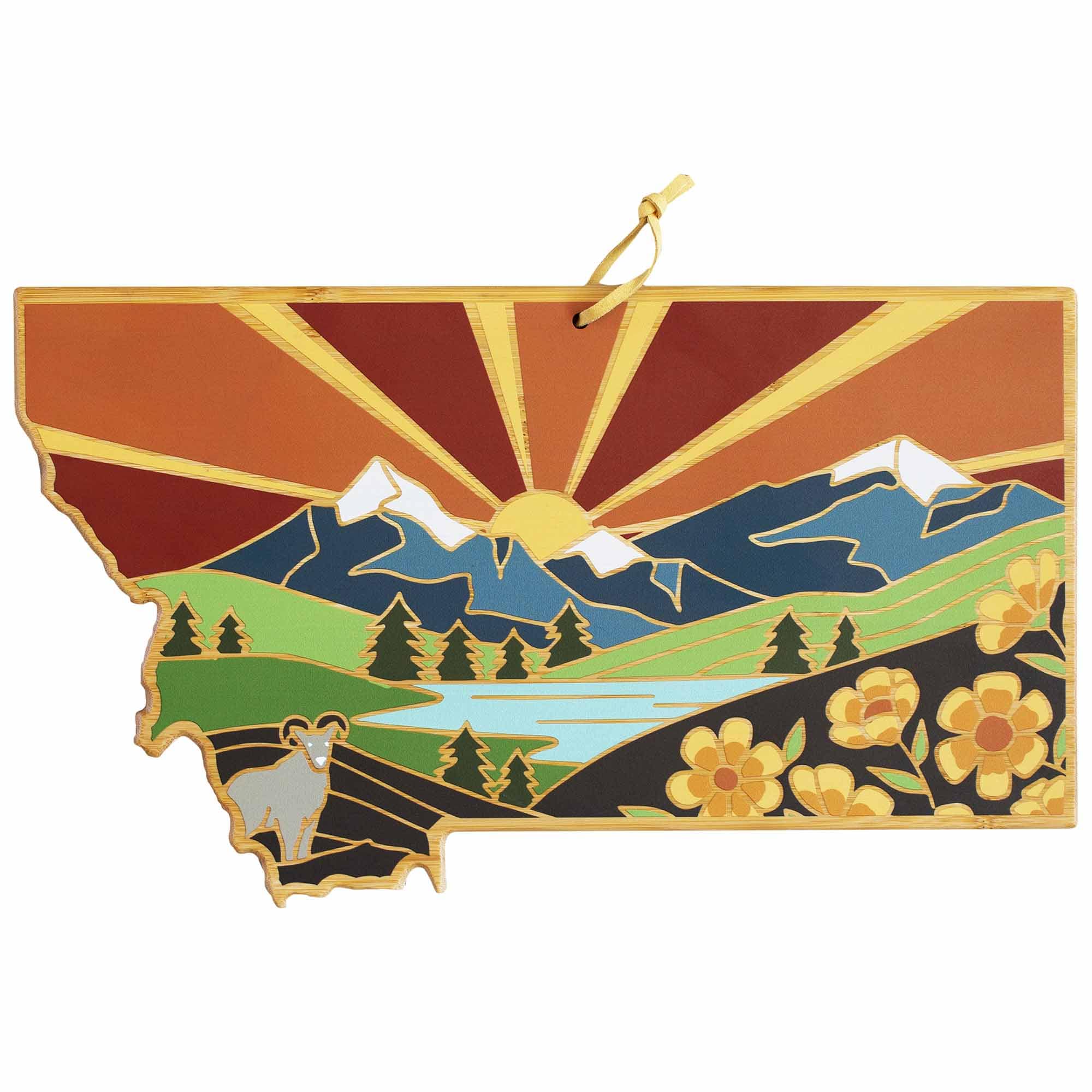 totally-bamboo-montana-state-shaped-cutting-board-with-summer-stokes-artwork image 1