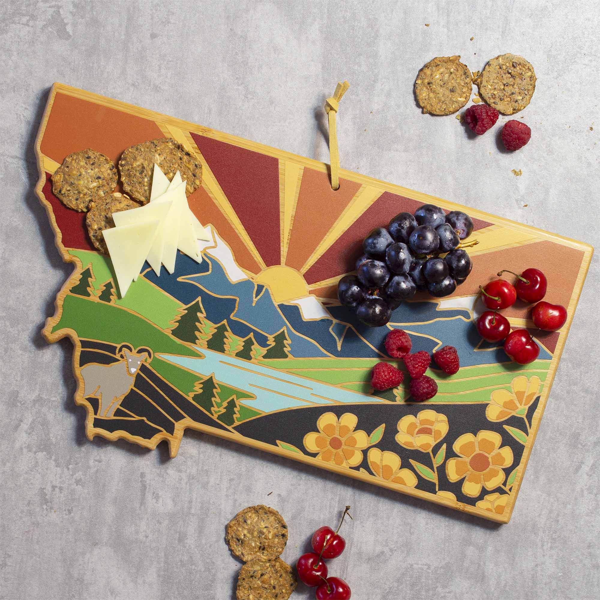 totally-bamboo-montana-state-shaped-cutting-board-with-summer-stokes-artwork image 2
