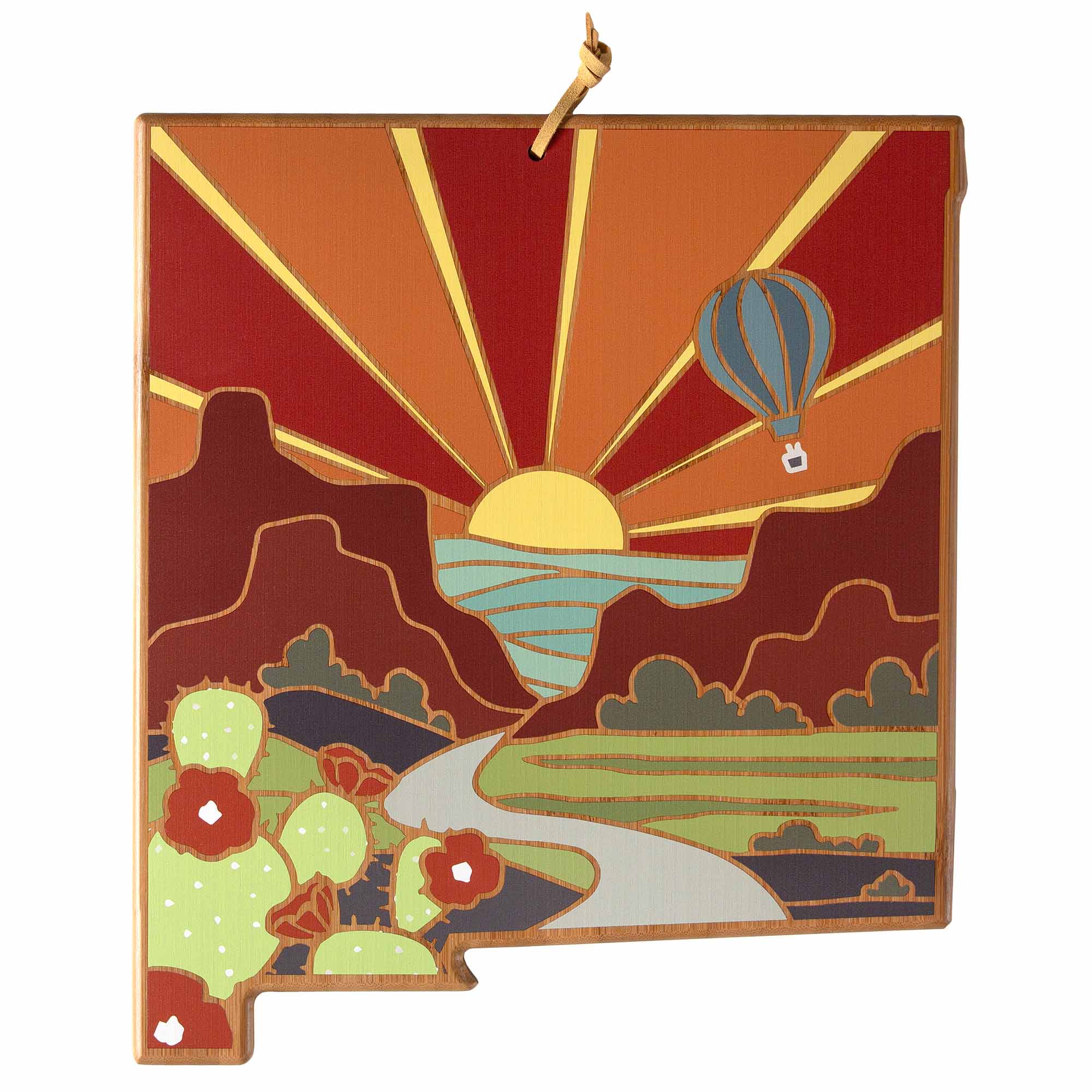 totally-bamboo-new-mexico-state-shaped-cutting-board-with-summer-stokes-artwork- image 1