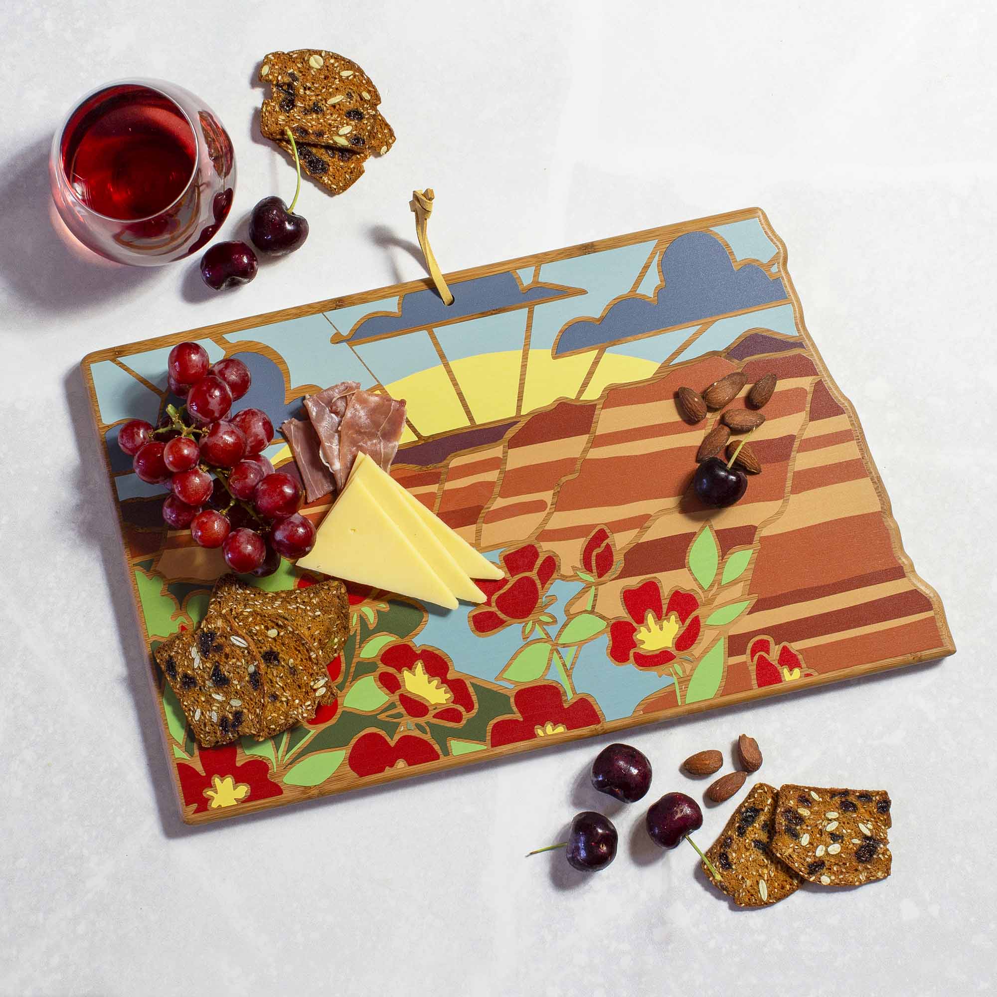 totally-bamboo-north-dakota-cutting-board-with-artwork-by-summer-stokes-state-sh image 2