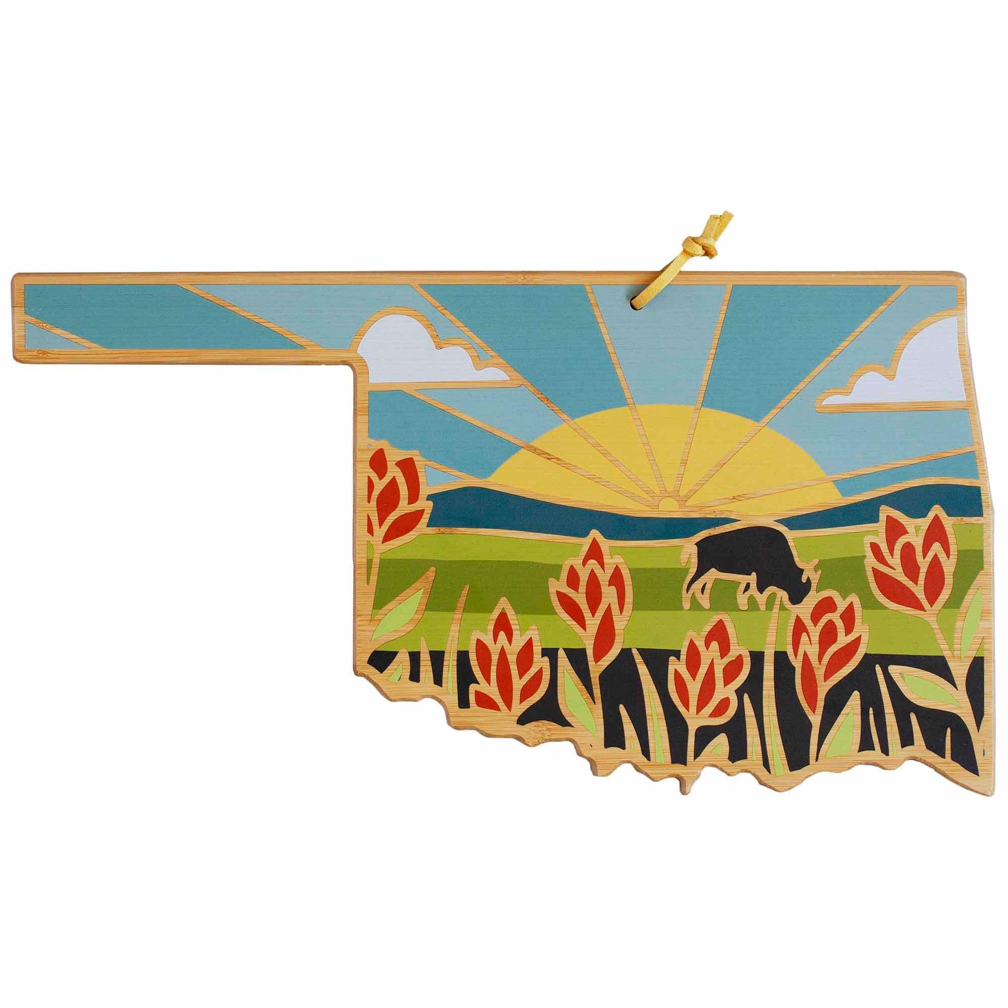 totally-bamboo-oklahoma-state-shaped-cutting-board-with-artwork-by-summer-stokes image 1