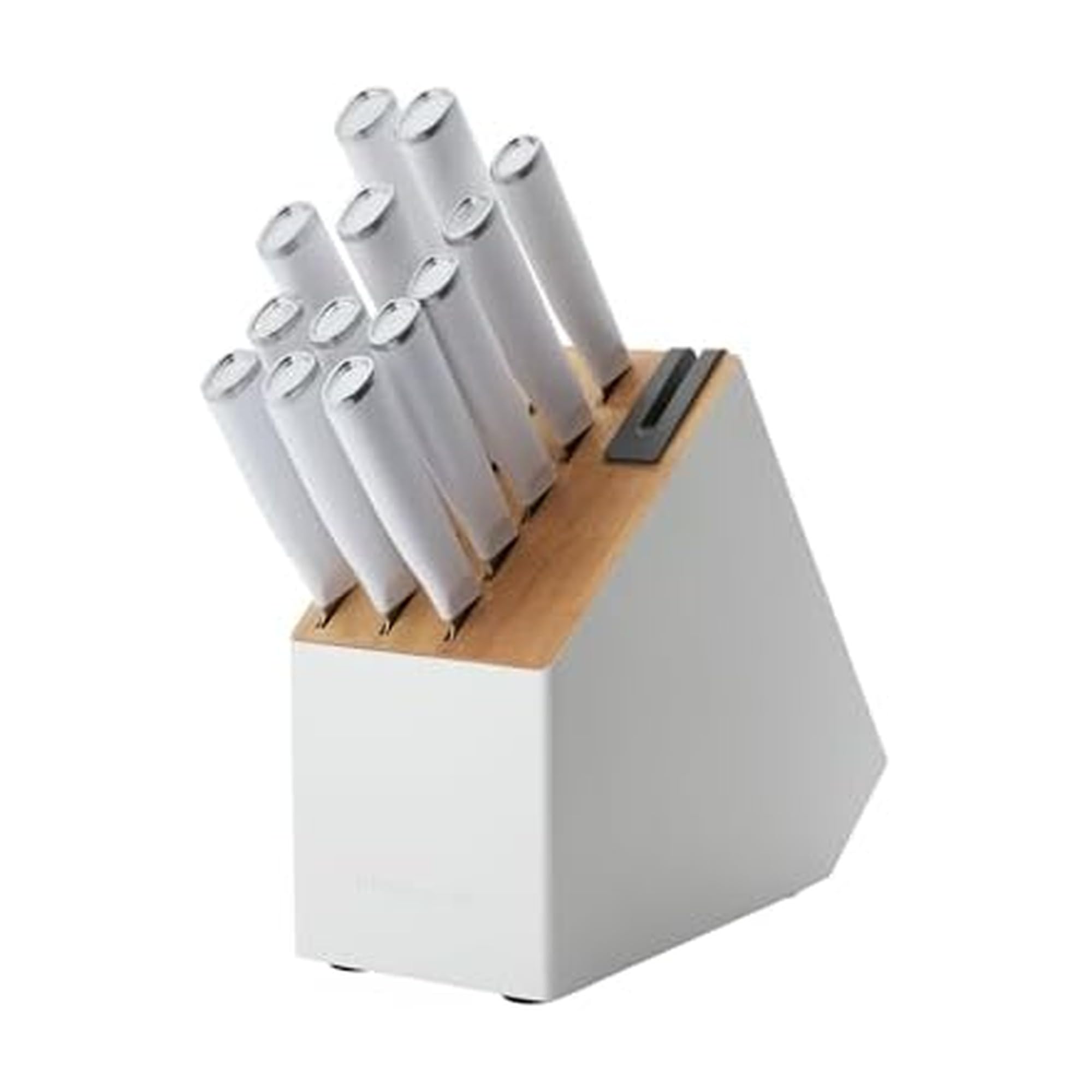 kitchenaid-classic-slim-knife-block-set-with-built-in-sharpener-14-piece-white image 1