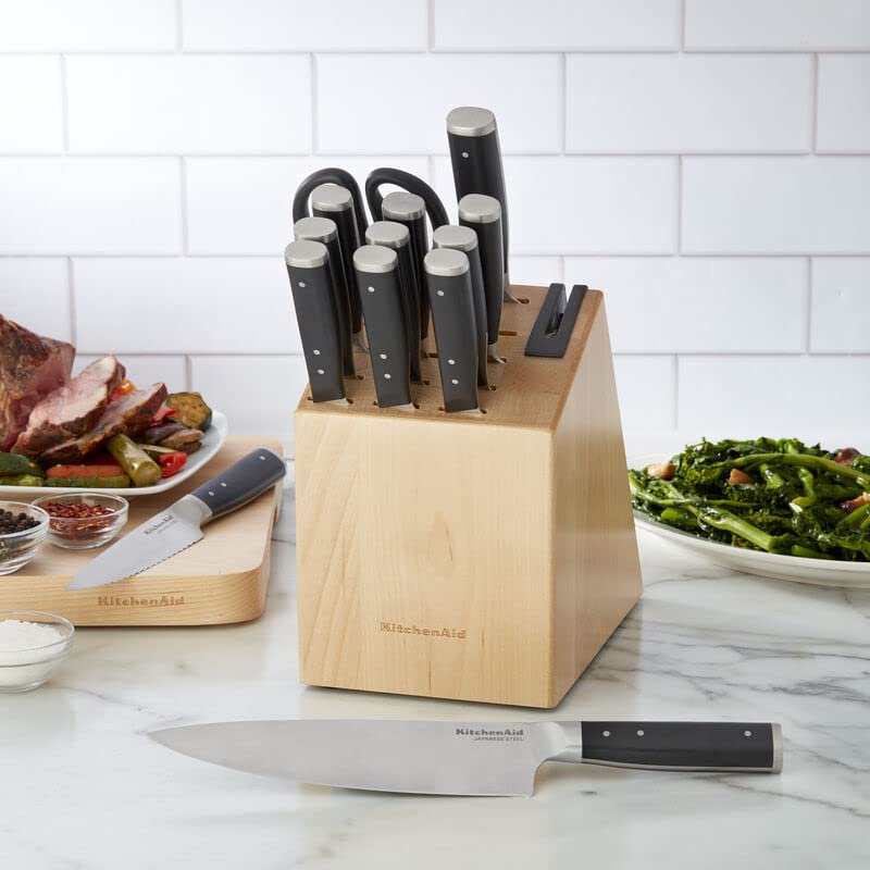 kitchenaid-gourmet-forged-14-piece-knife-block-set-birchwood-with-sharpener image 7