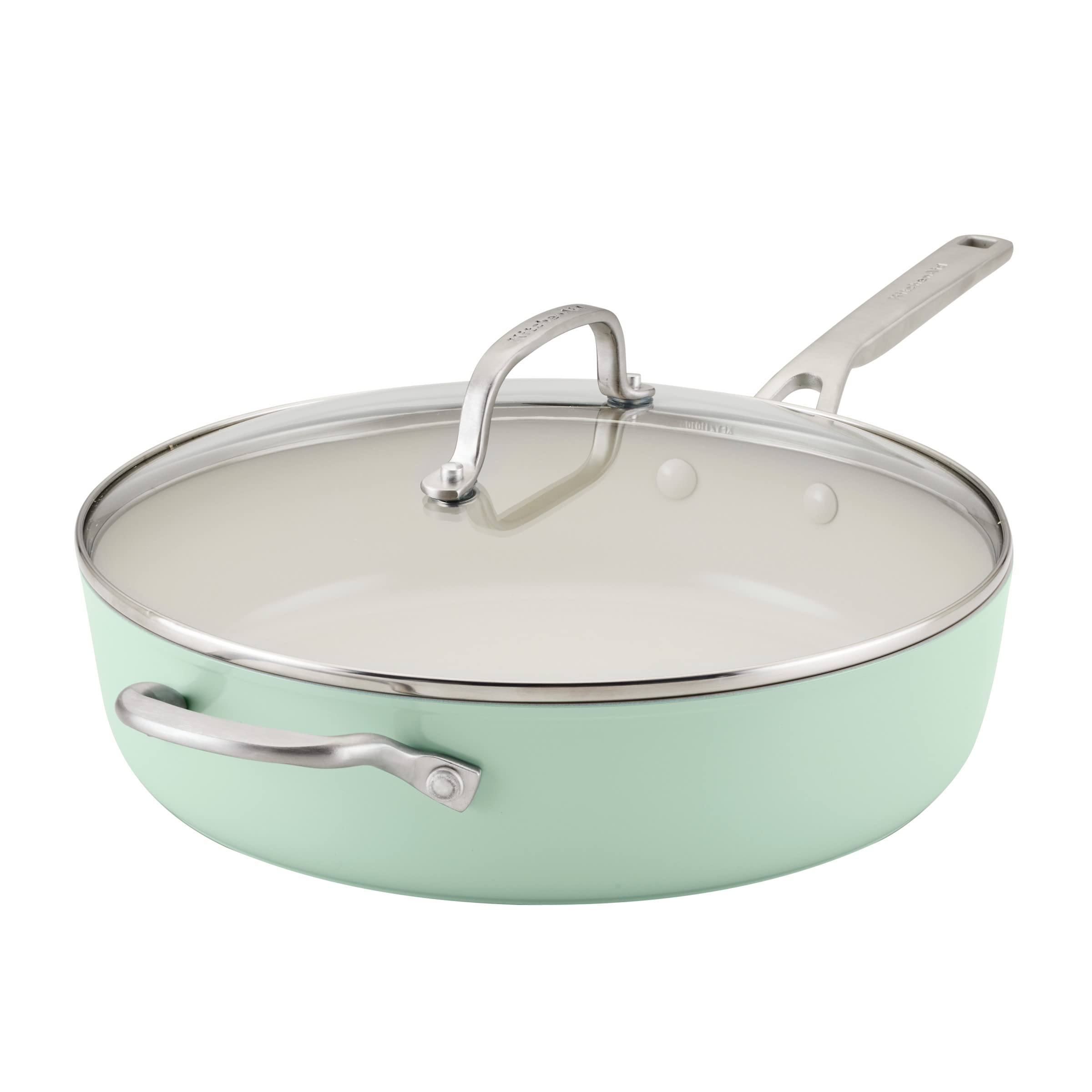 kitchenaid-hard-anodized-ceramic-nonstick-saut-pan-with-lid-5-quart-pistachio image 1