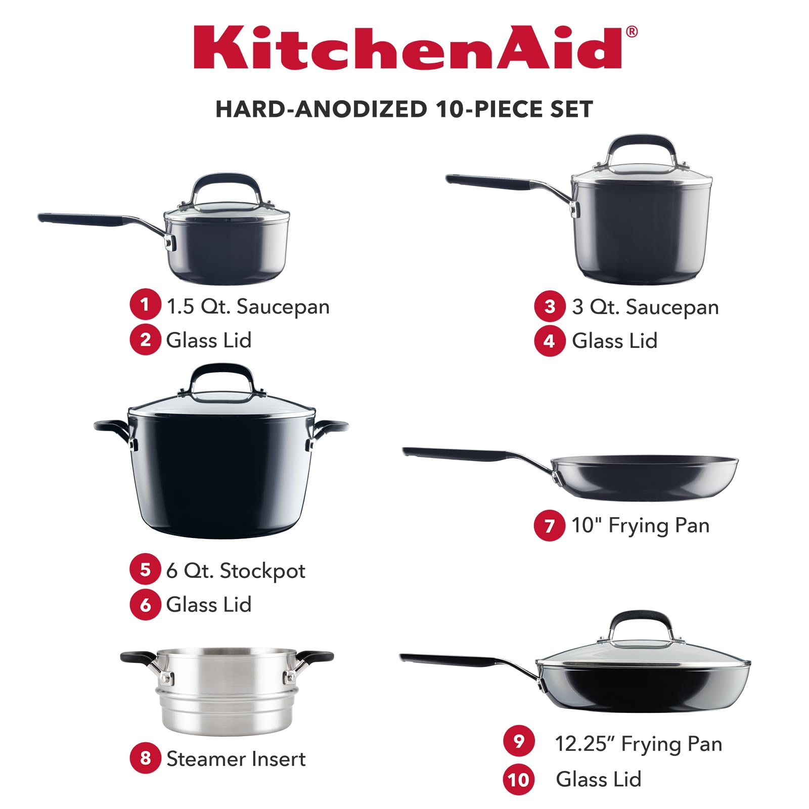 kitchenaid-hard-anodized-nonstick-cookware-10-piece-set-matte-black image 2