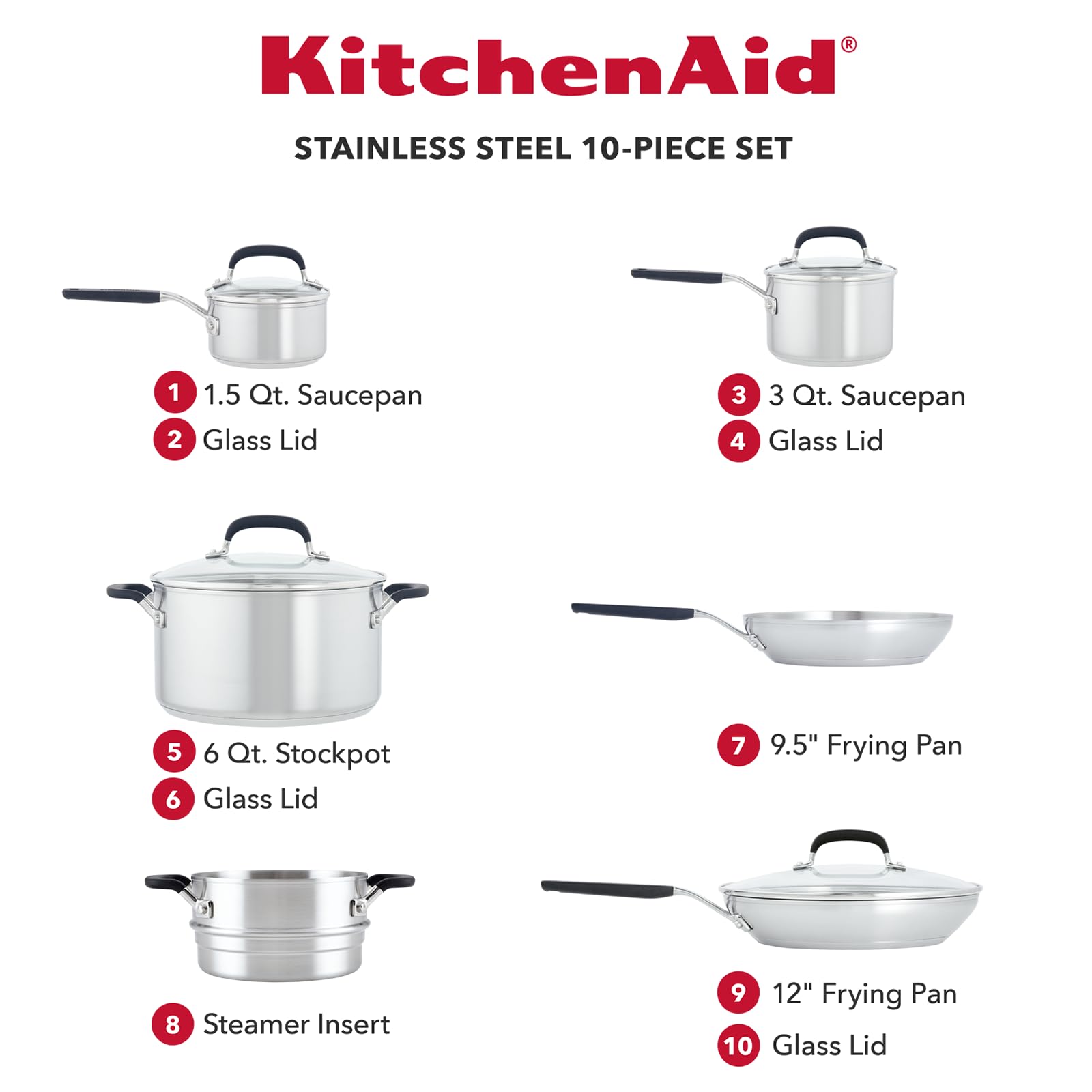 kitchenaid-stainless-steel-cookware-induction-pots-and-pans-set-10-piece-brushed image 2