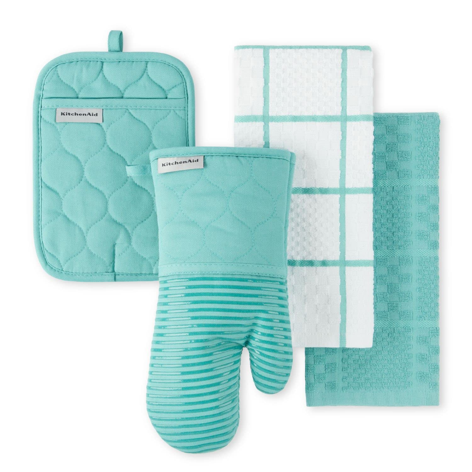 kitchenaid-quilted-cotton-terry-cloth-4-piece-kitchen-set-aqua-sky image 1