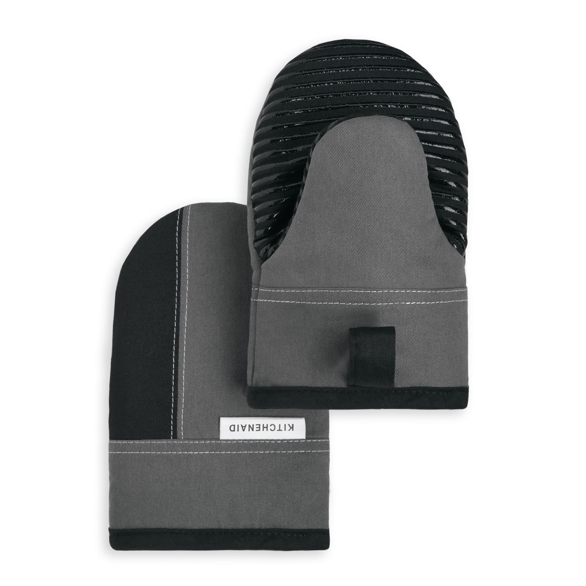 kitchenaid-beacon-two-tone-mini-oven-mitt-2-pack-contour-silver-matte-black-5-5- image 1