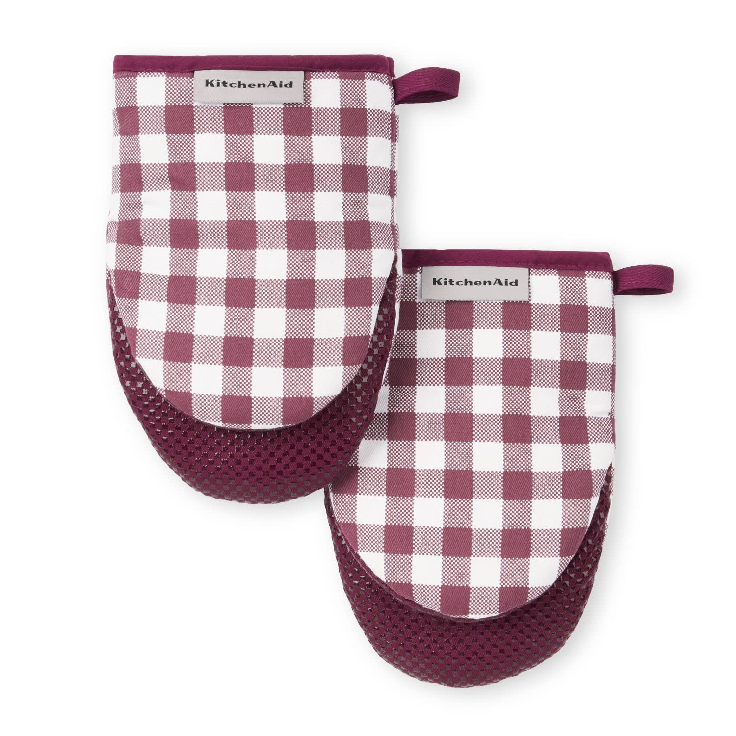 kitchenaid-gingham-mini-oven-mitt-2-pack-set-dried-rose-5-5-x8 image 8
