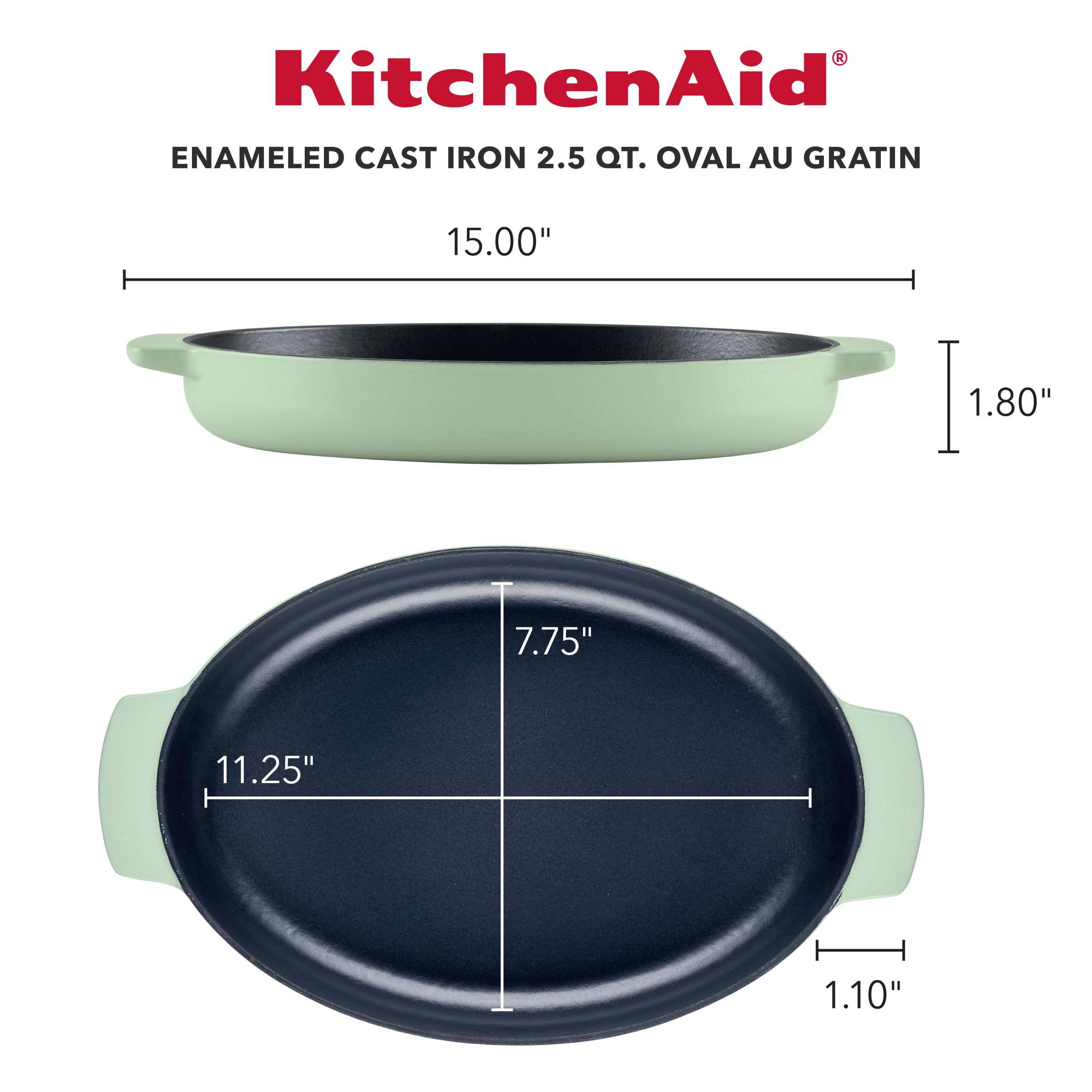 kitchenaid-enameled-cast-iron-au-gratin-oval-roasting-pan-2-5-quart-pistachio image 2