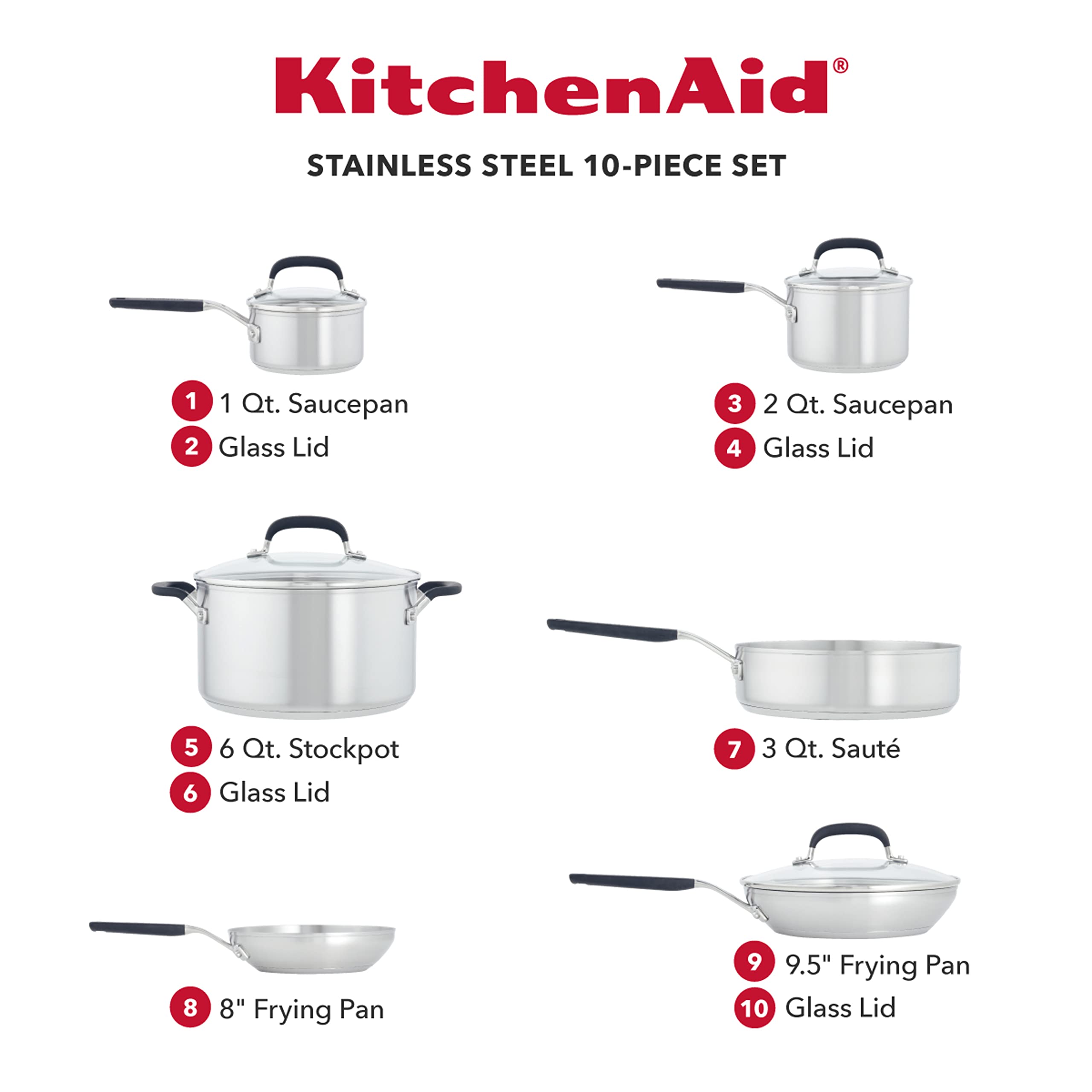 kitchenaid-stainless-steel-cookware-set-10-piece-brushed-silver image 2