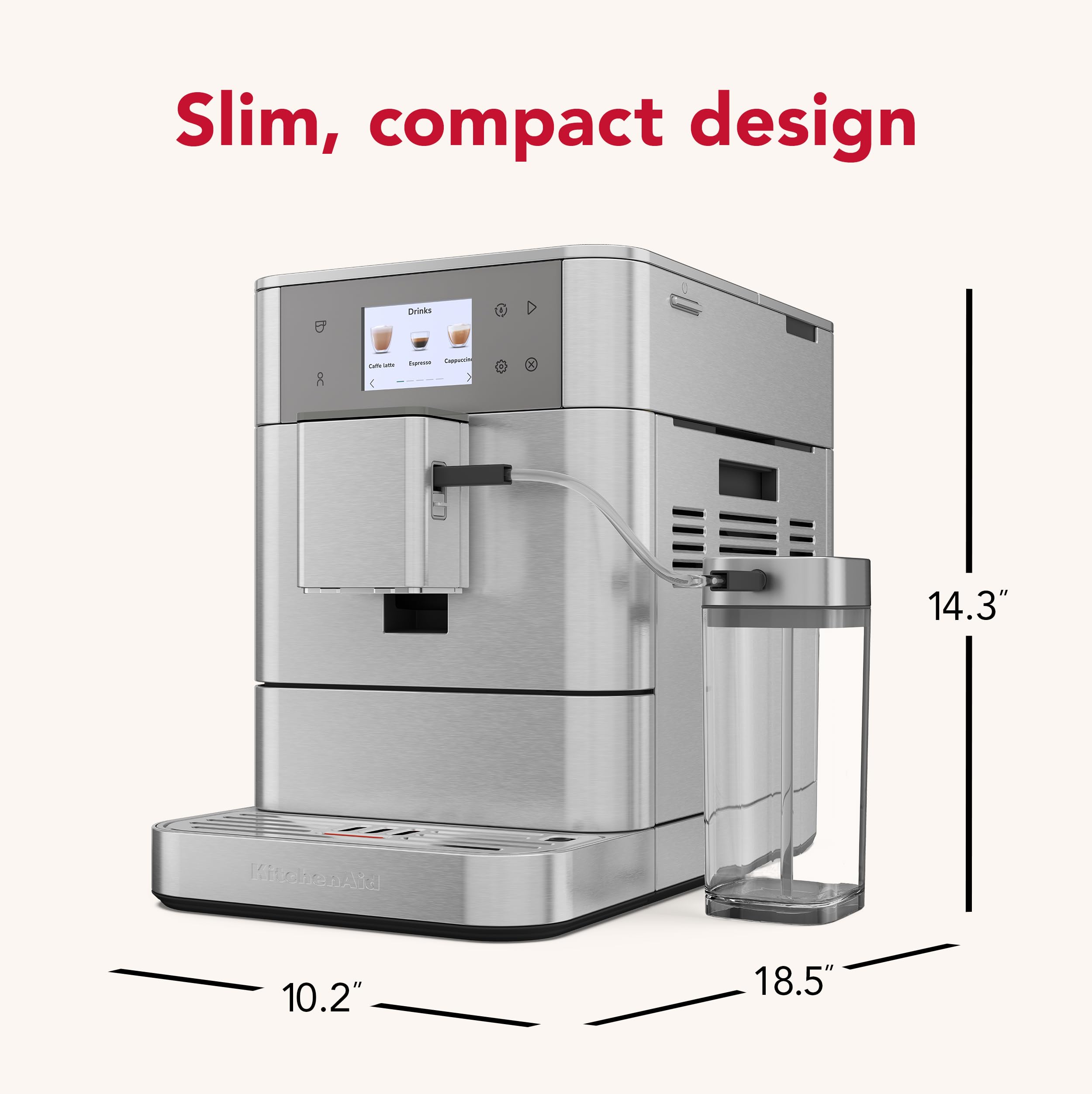 kitchenaid-fully-automatic-espresso-machine-kf7-with-milk-attachment-kes8557sx-s image 2