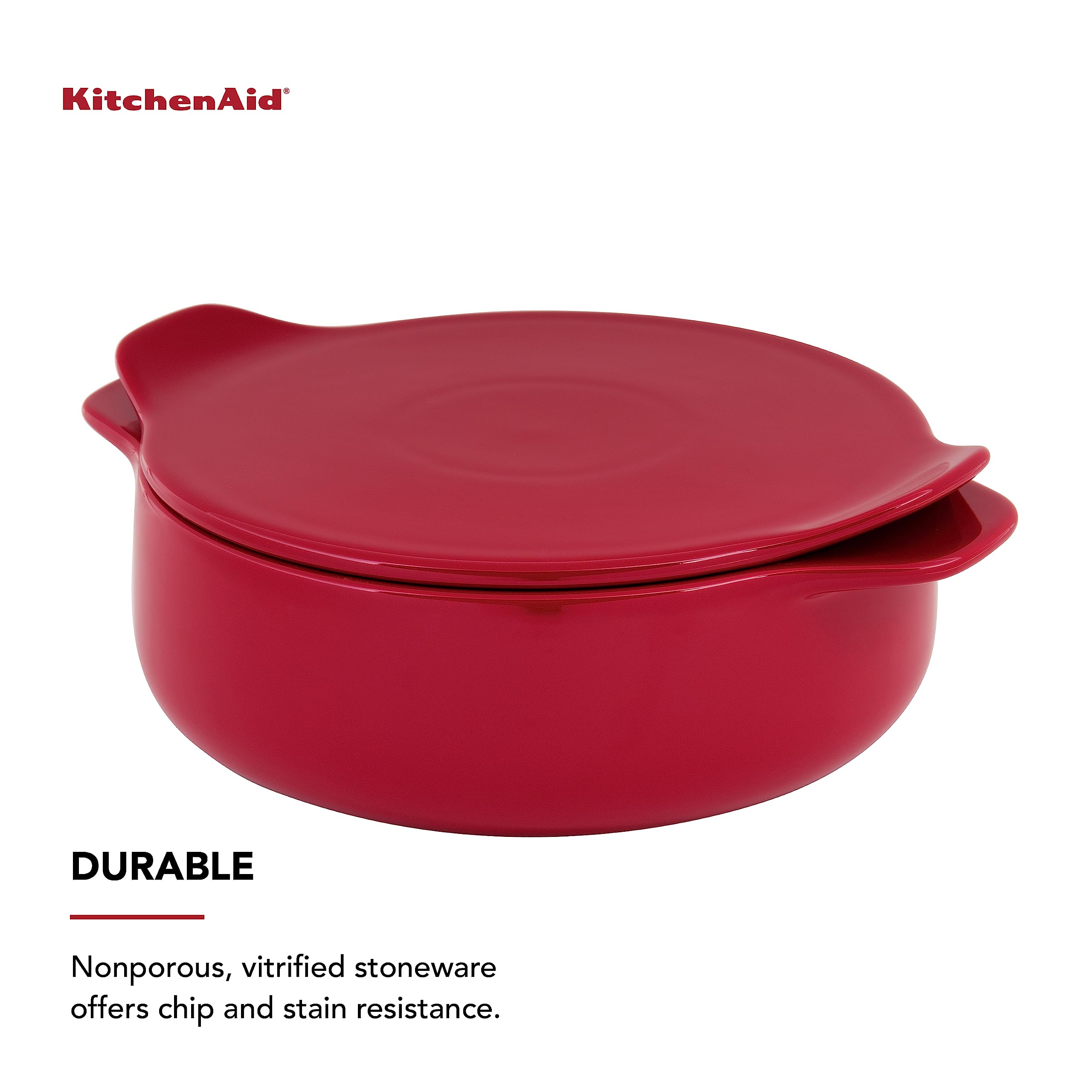 kitchenaid-vitrified-stoneware-round-casserole-baker-with-lid-trivet-2-quart image 3