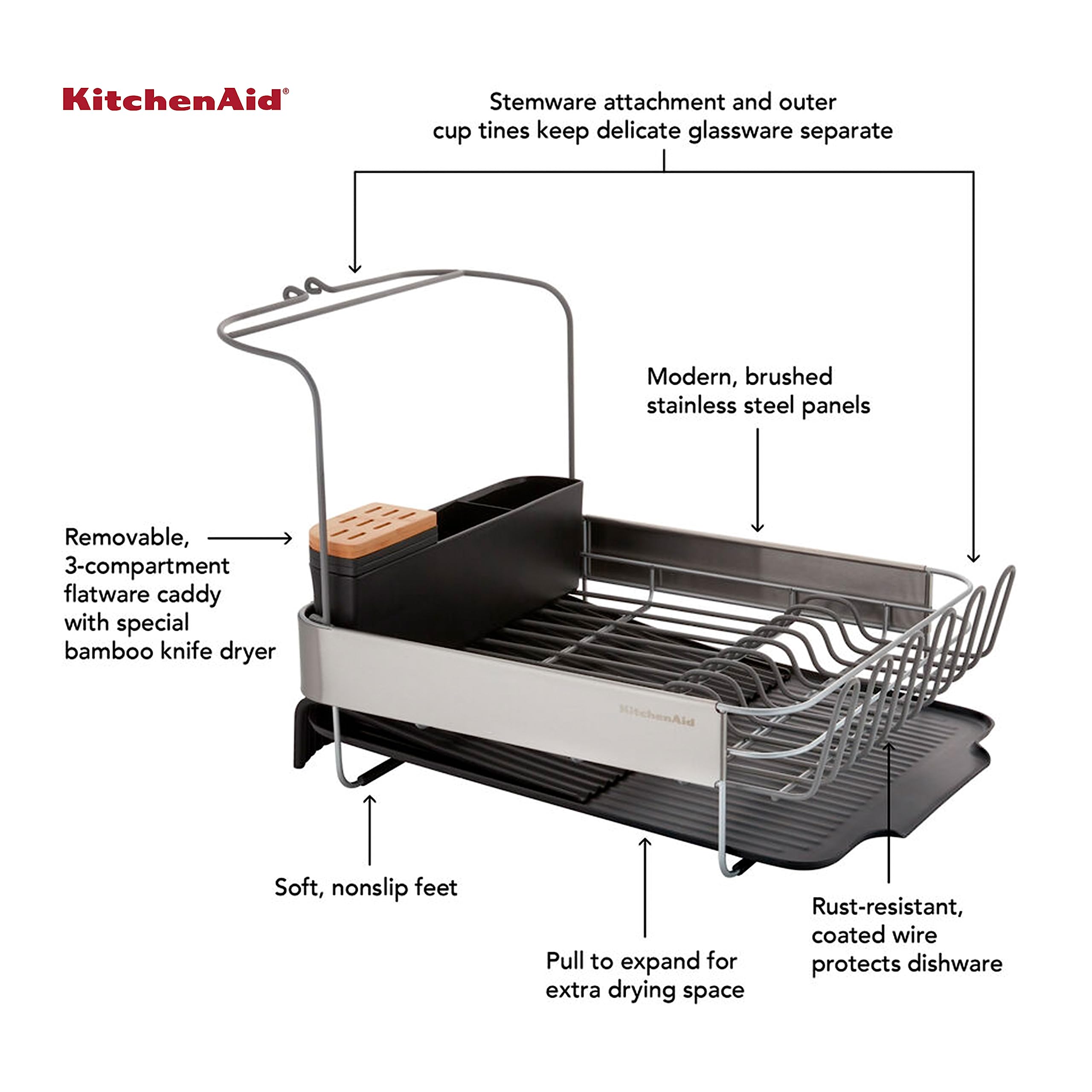 kitchenaid-full-size-expandable-dish-rack-with-self-draining-angled-drainboard-r image 6