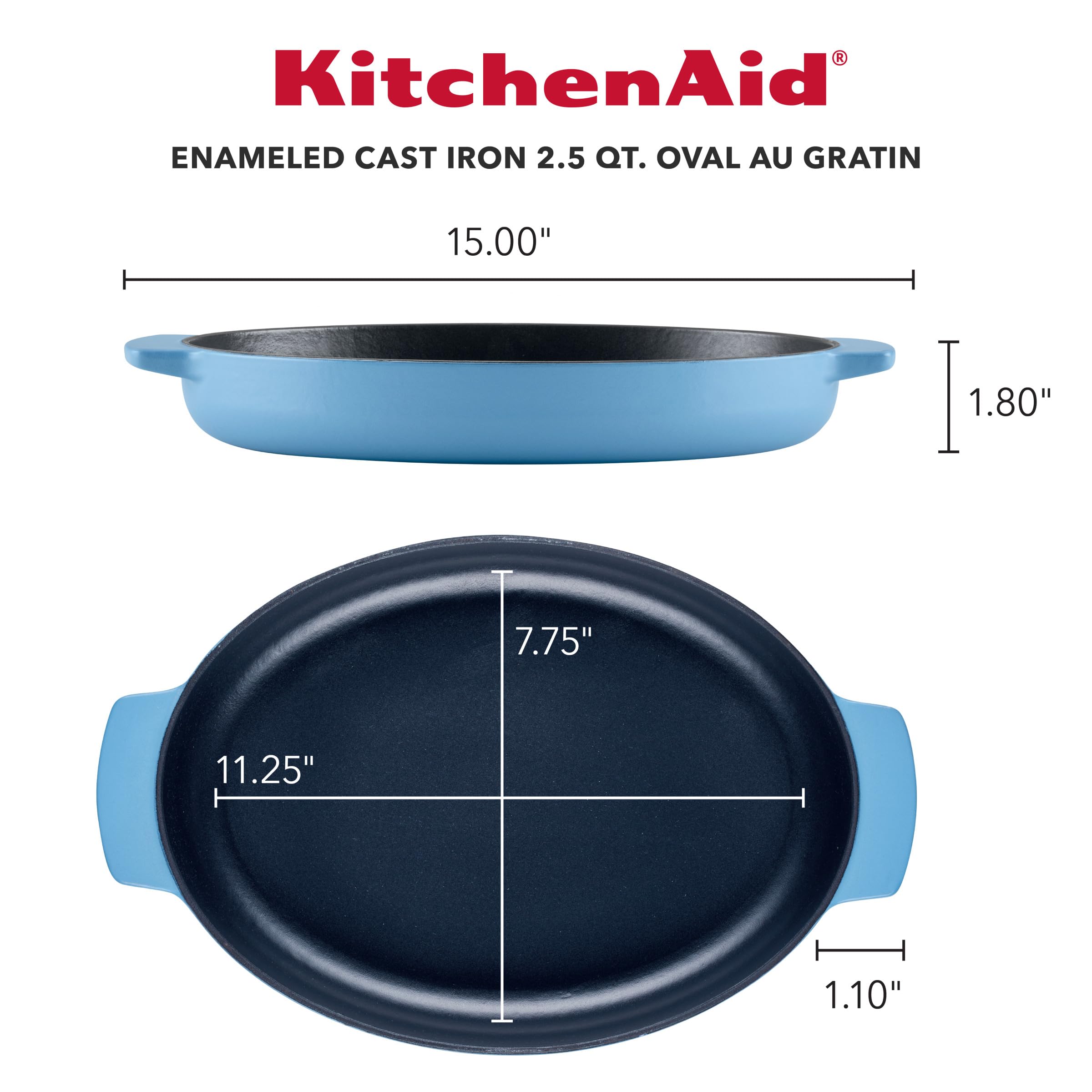 kitchenaid-enameled-cast-iron-au-gratin-oval-roasting-pan-2-5-quart-blue-velvet image 2