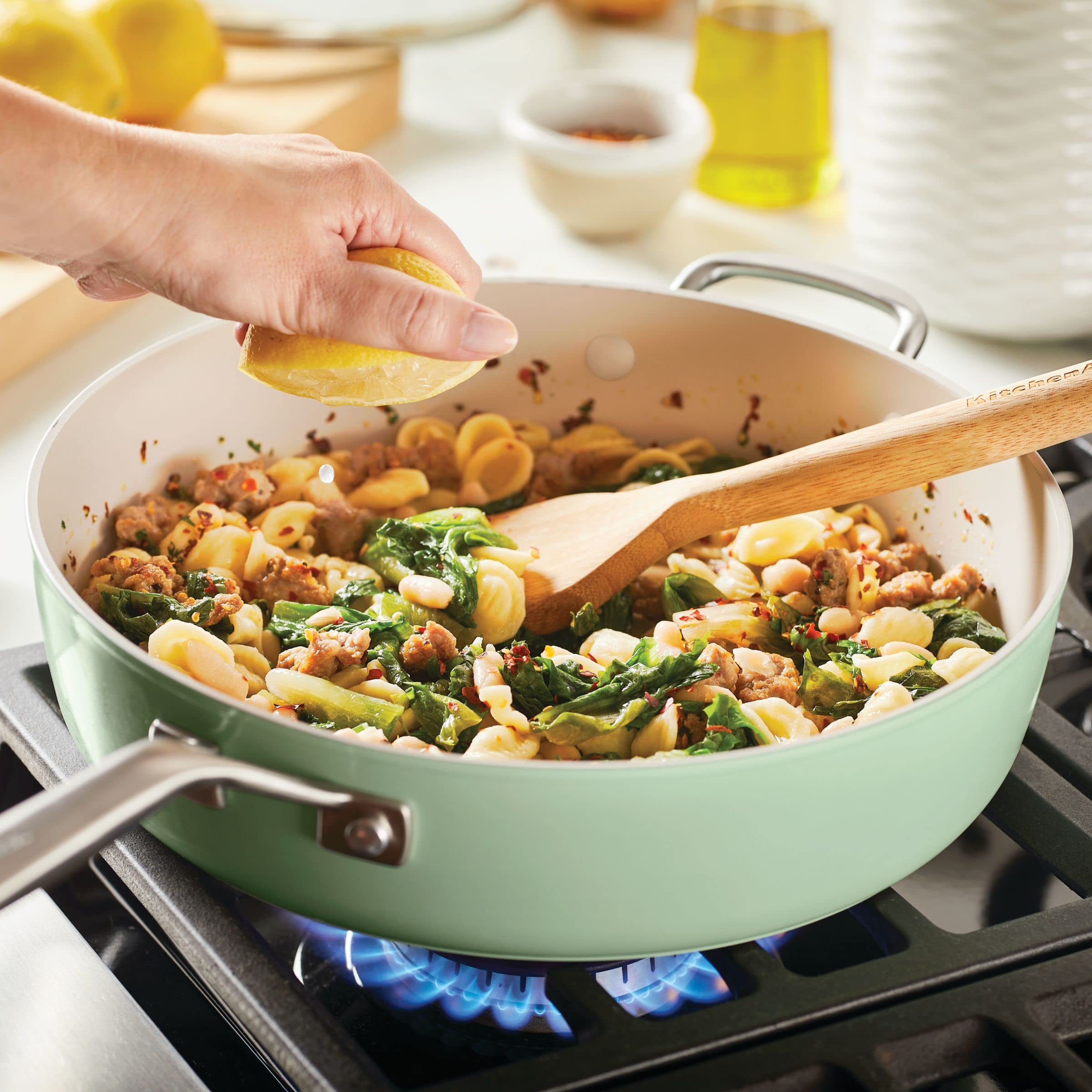 kitchenaid-hard-anodized-ceramic-nonstick-saut-pan-with-lid-5-quart-pistachio image 6