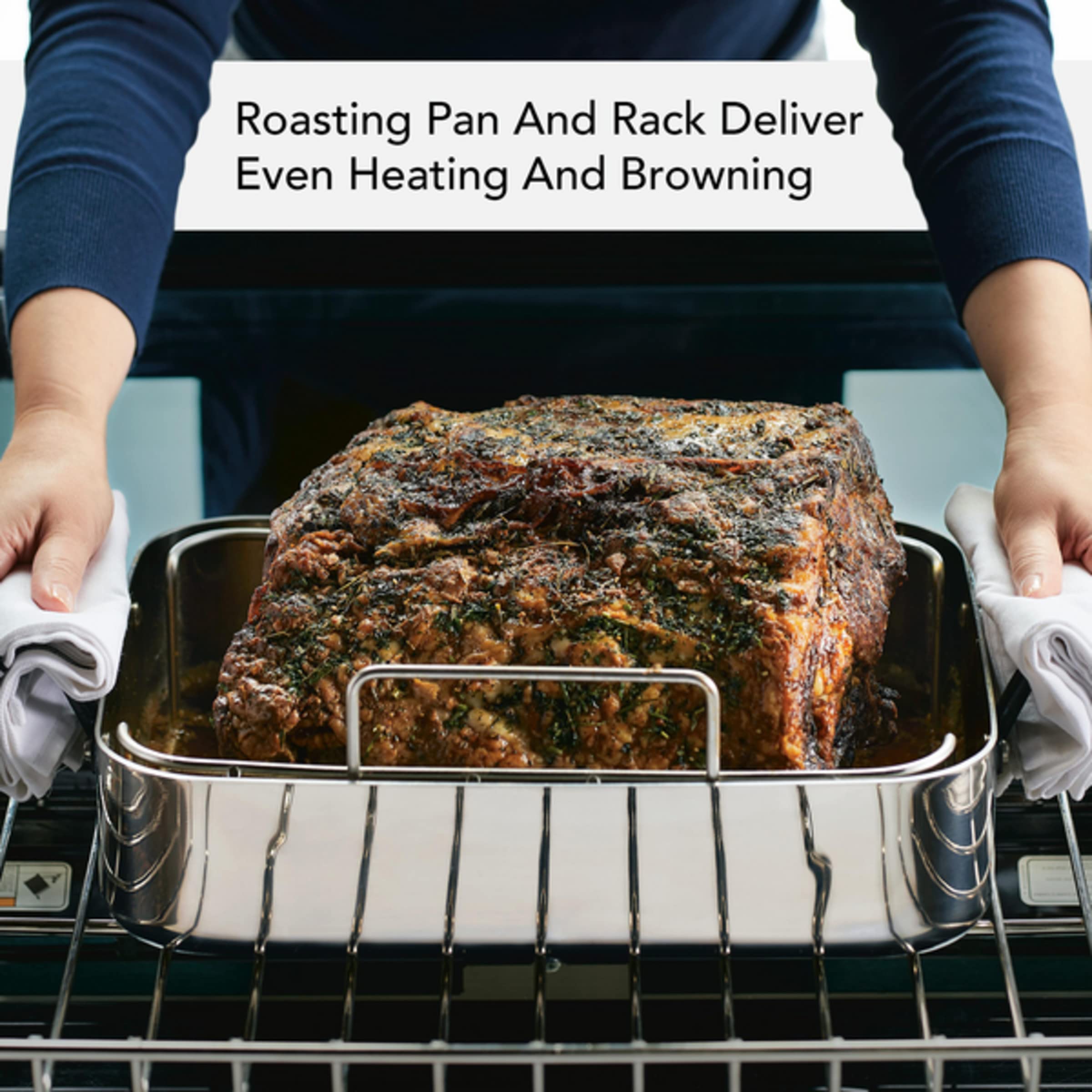 kitchenaid-5-ply-clad-stainless-steel-roaster-with-removable-rack-15-x-11-5-poli image 5
