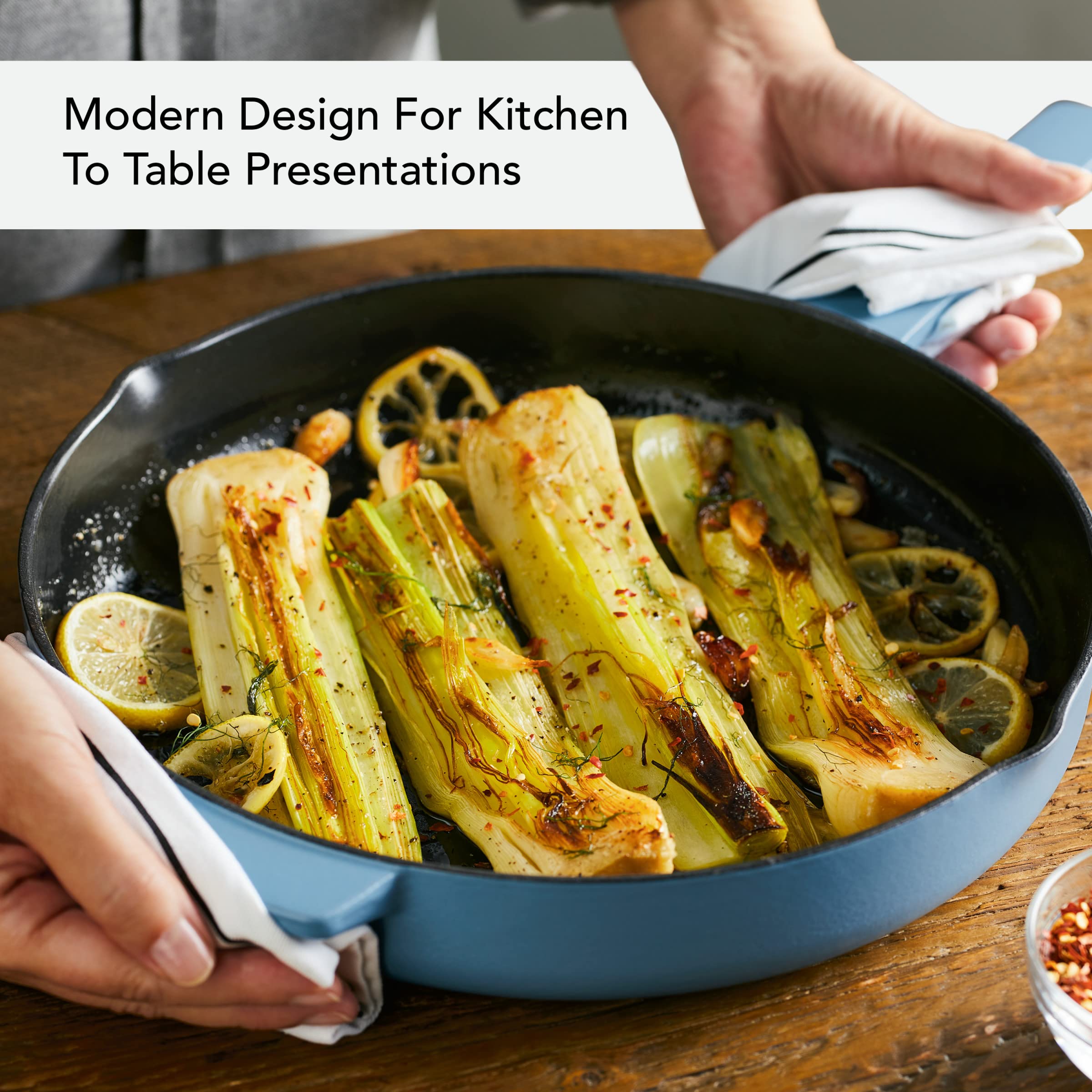 kitchenaid-enameled-cast-iron-frying-pan-skillet-with-helper-handle-and-pour-spo image 6