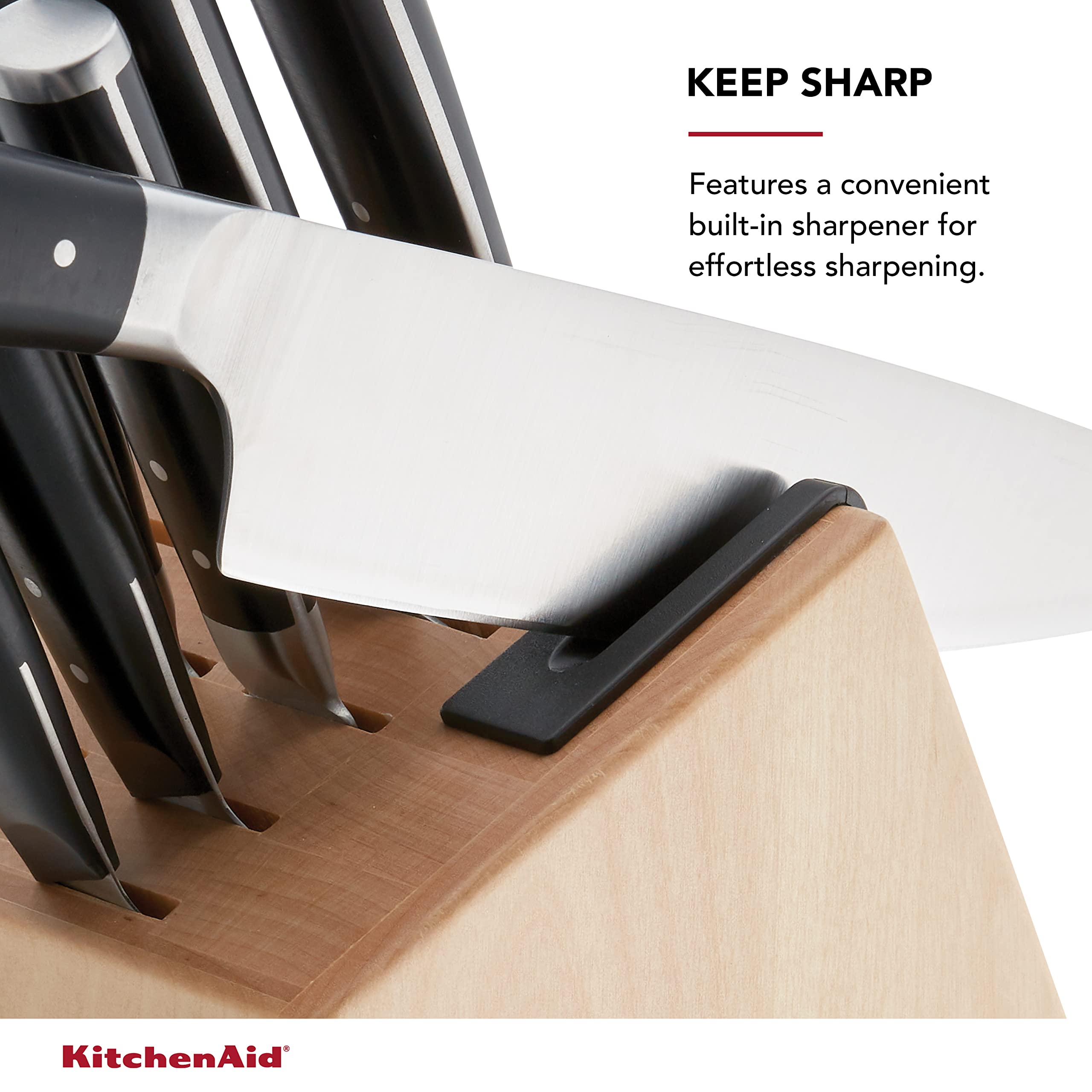kitchenaid-gourmet-forged-14-piece-knife-block-set-birchwood-with-sharpener image 2