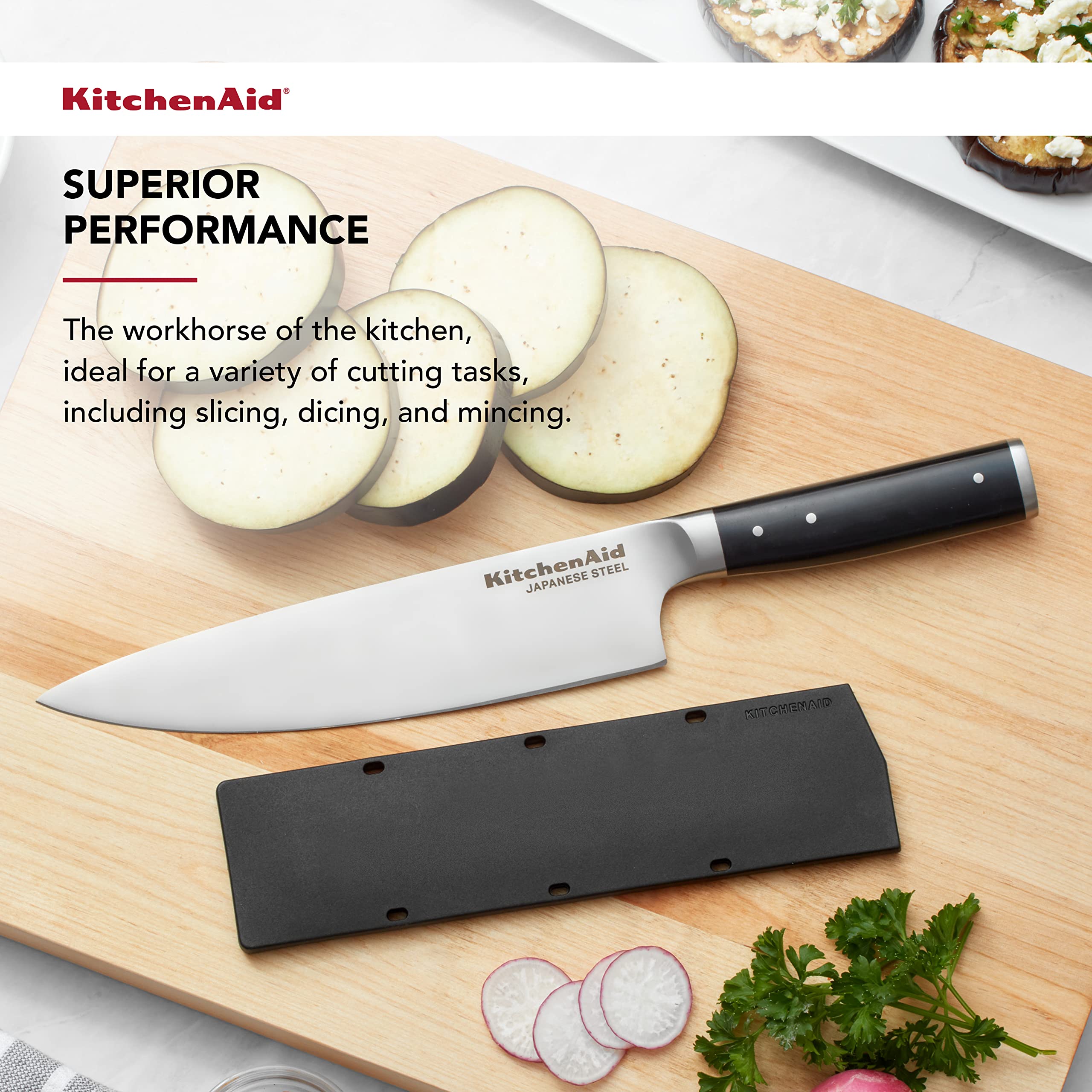 kitchenaid-gourmet-forged-triple-rivet-chef-knife-8-inch-with-blade-cover-japane image 2