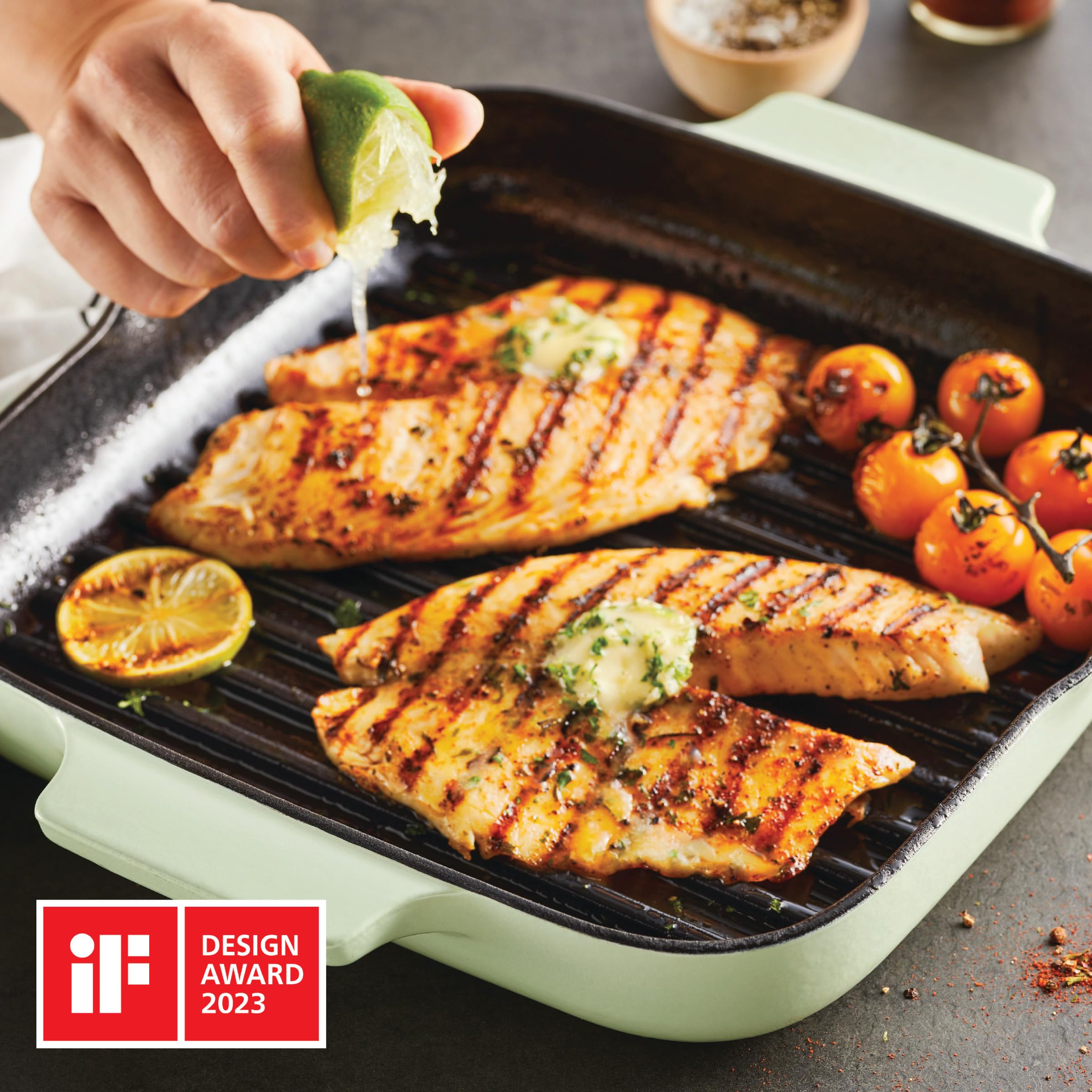 kitchenaid-enameled-cast-iron-square-grill-and-roasting-pan-11-inch-pistachio image 3