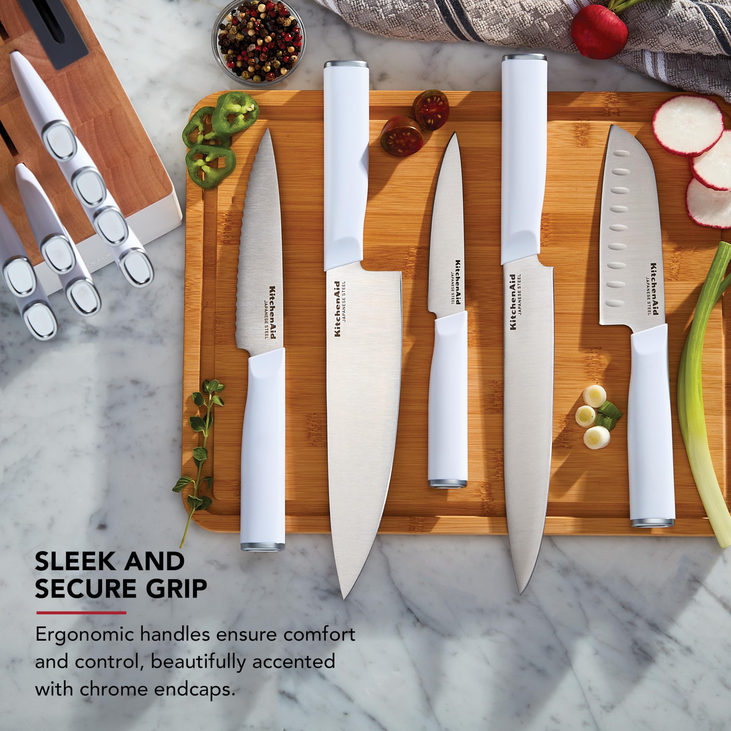 kitchenaid-classic-slim-knife-block-set-with-built-in-sharpener-14-piece-white image 4