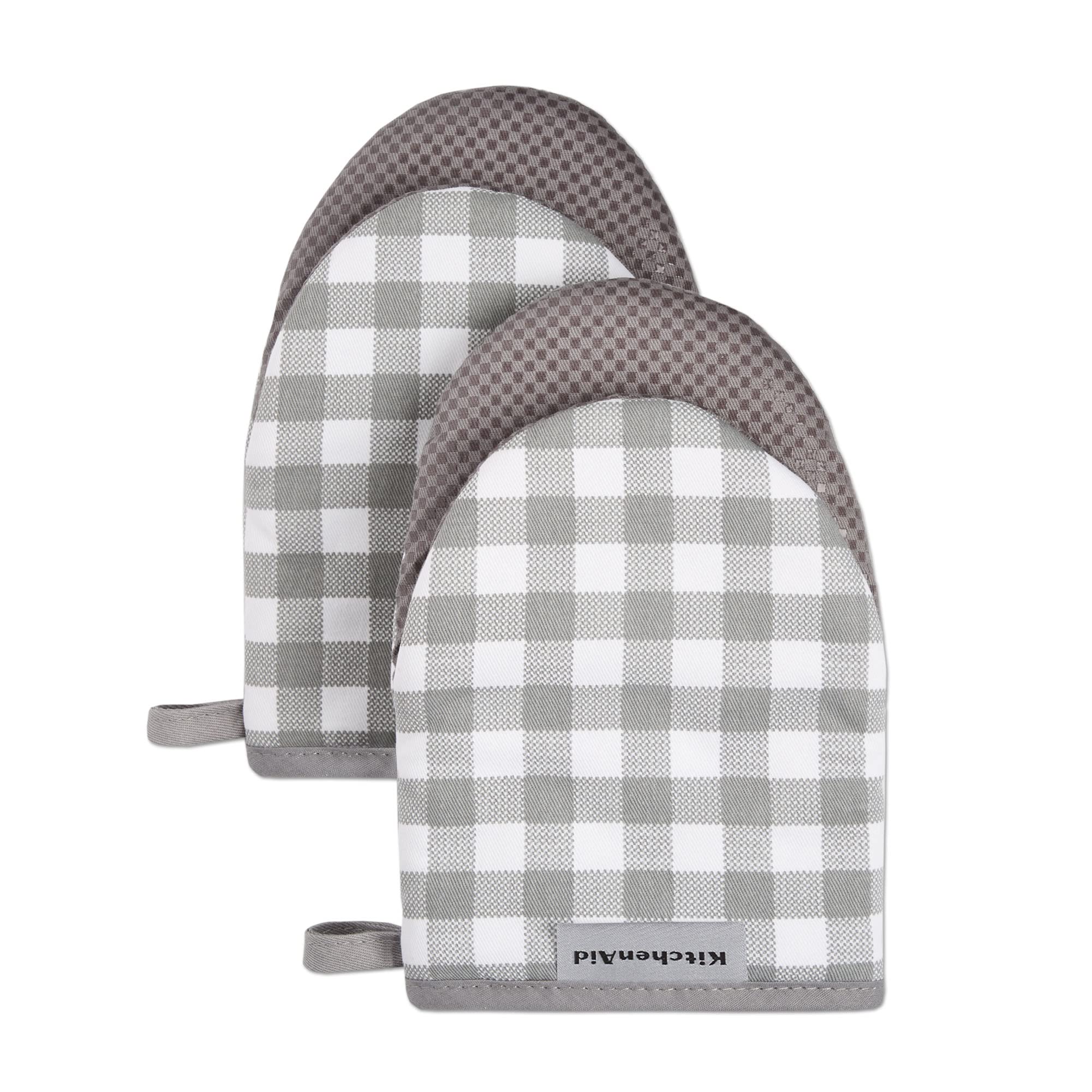 kitchenaid-gingham-mini-oven-mitt-2-pack-set-dried-rose-5-5-x8 image 6