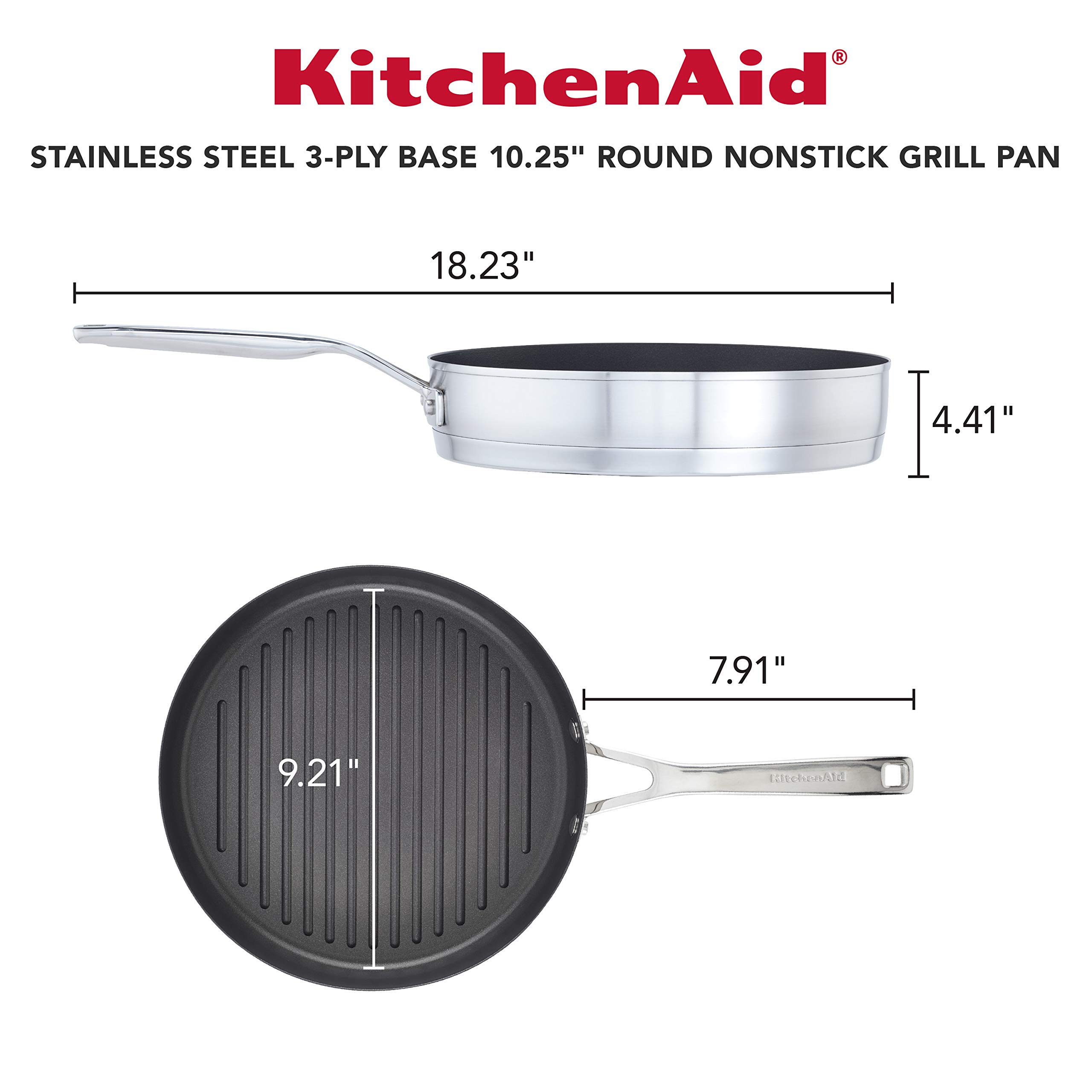 kitchenaid-10-25-inch-3-ply-nonstick-grill-pan-brushed-stainless-steel image 2