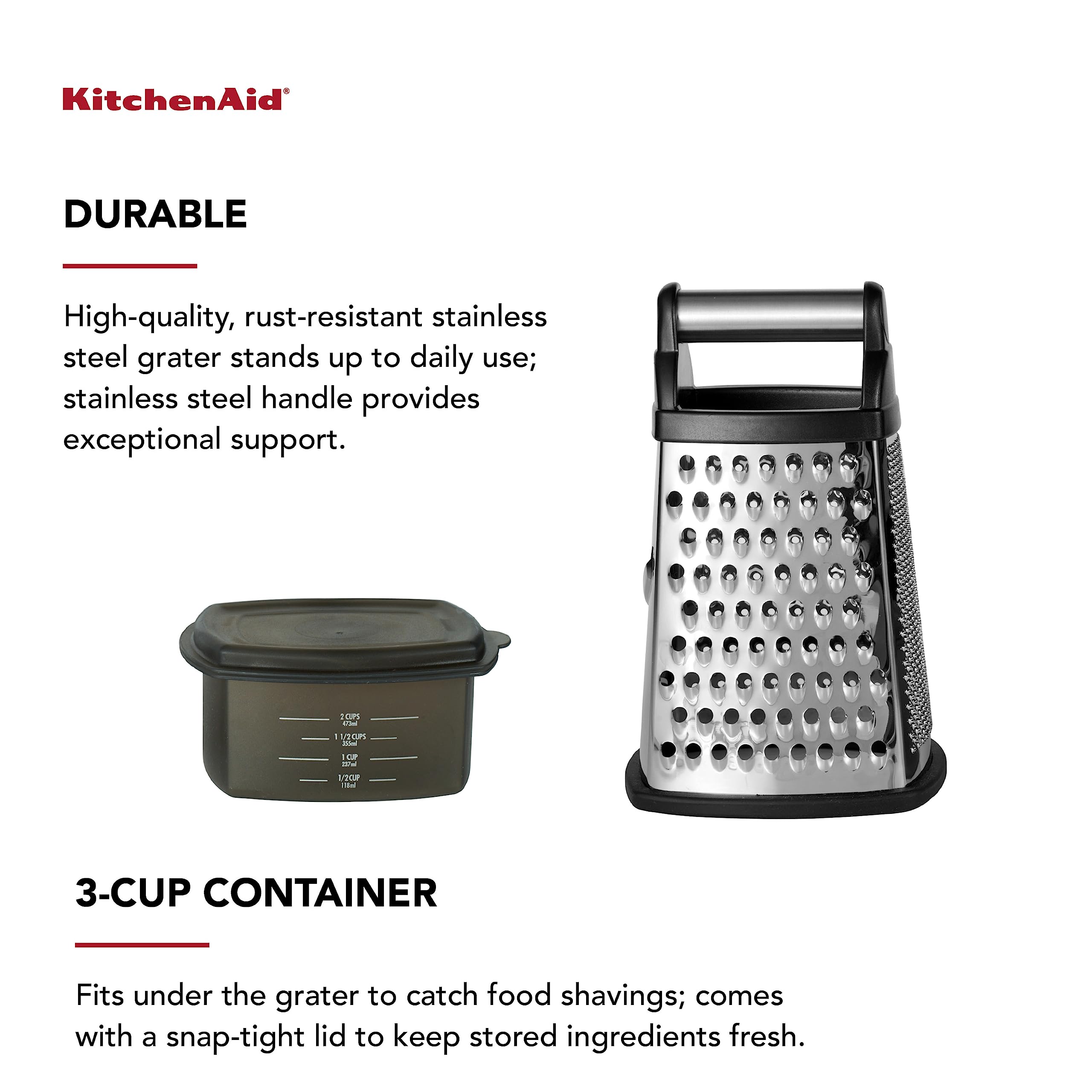 kitchenaid-gourmet-box-grater-with-detachable-measuring-container-and-lid-stainl image 3