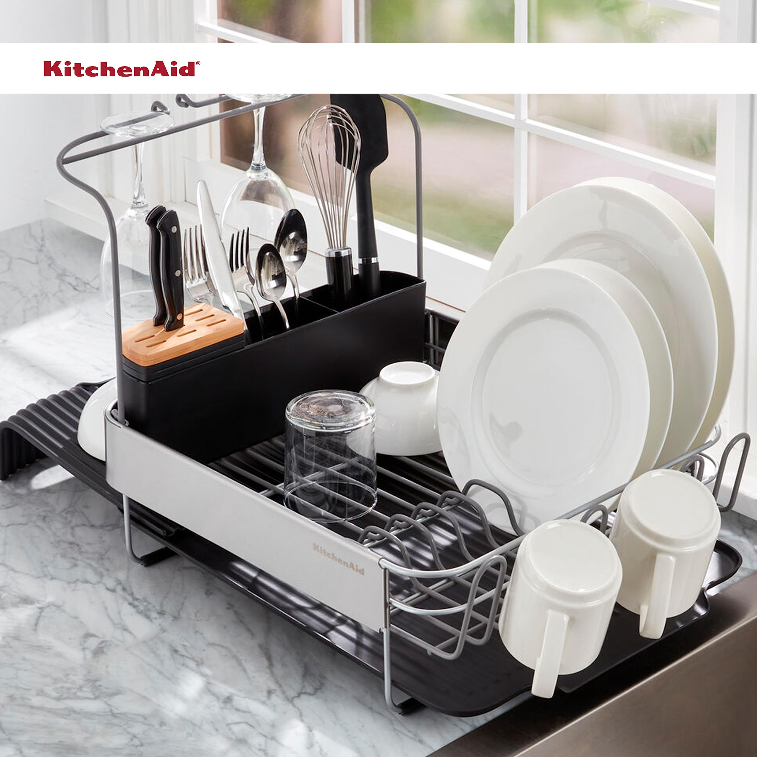 kitchenaid-full-size-expandable-dish-rack-with-self-draining-angled-drainboard-r image 7