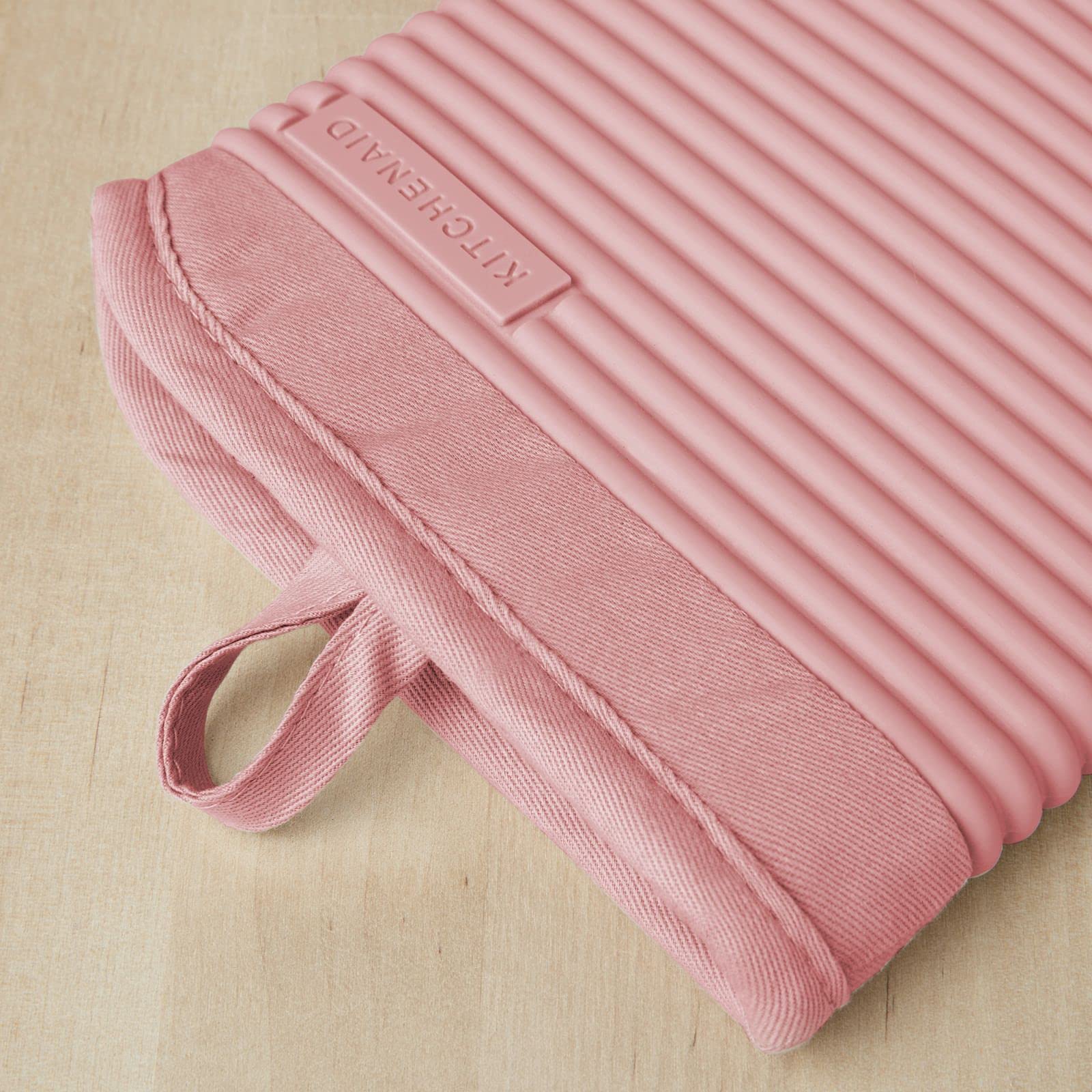 kitchenaid-ribbed-soft-silicone-oven-mitt-2-pack-set-7-5-x13-dried-rose image 2