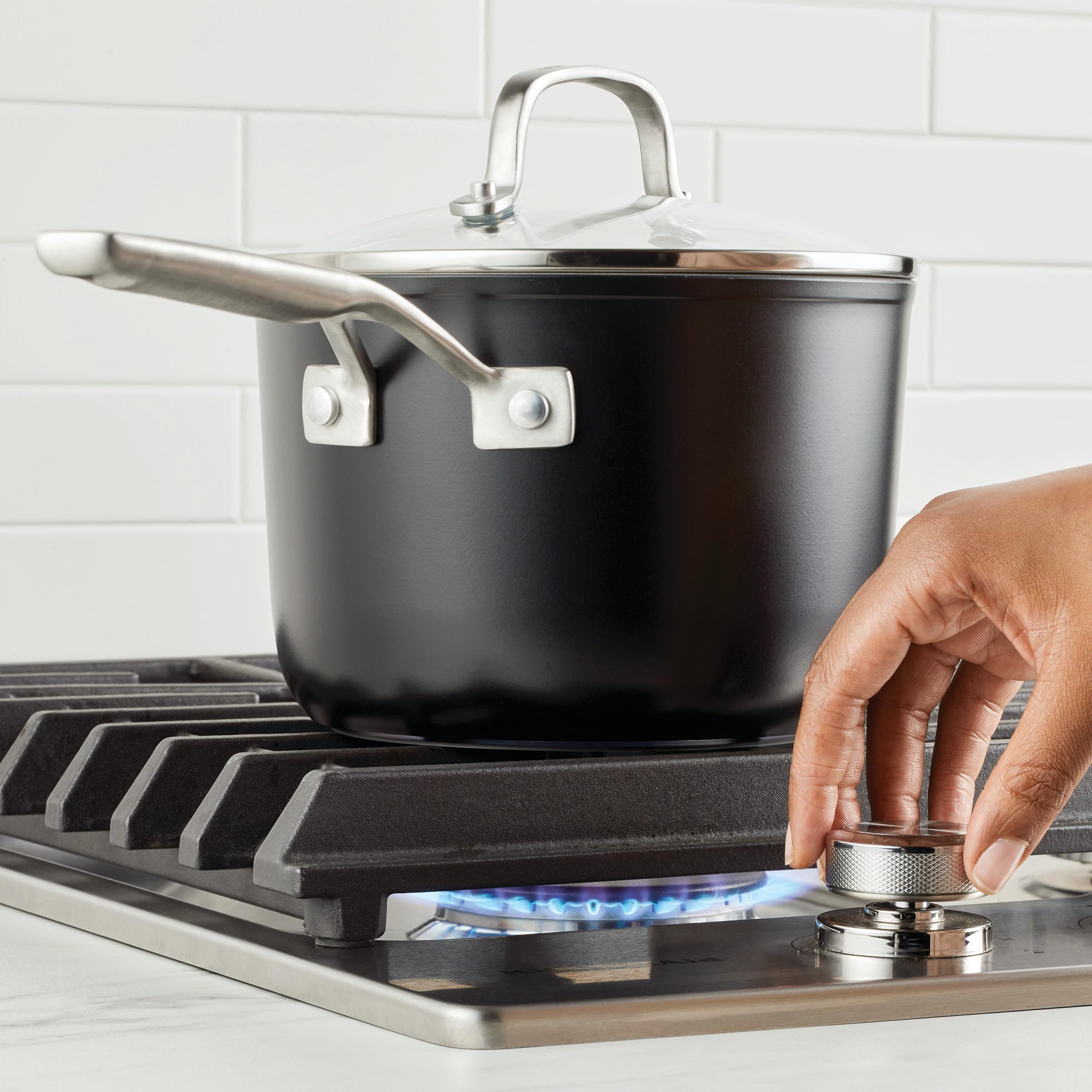kitchenaid-hard-anodized-ceramic-nonstick-sauce-pan-with-lid-3-quart-matte-black image 6