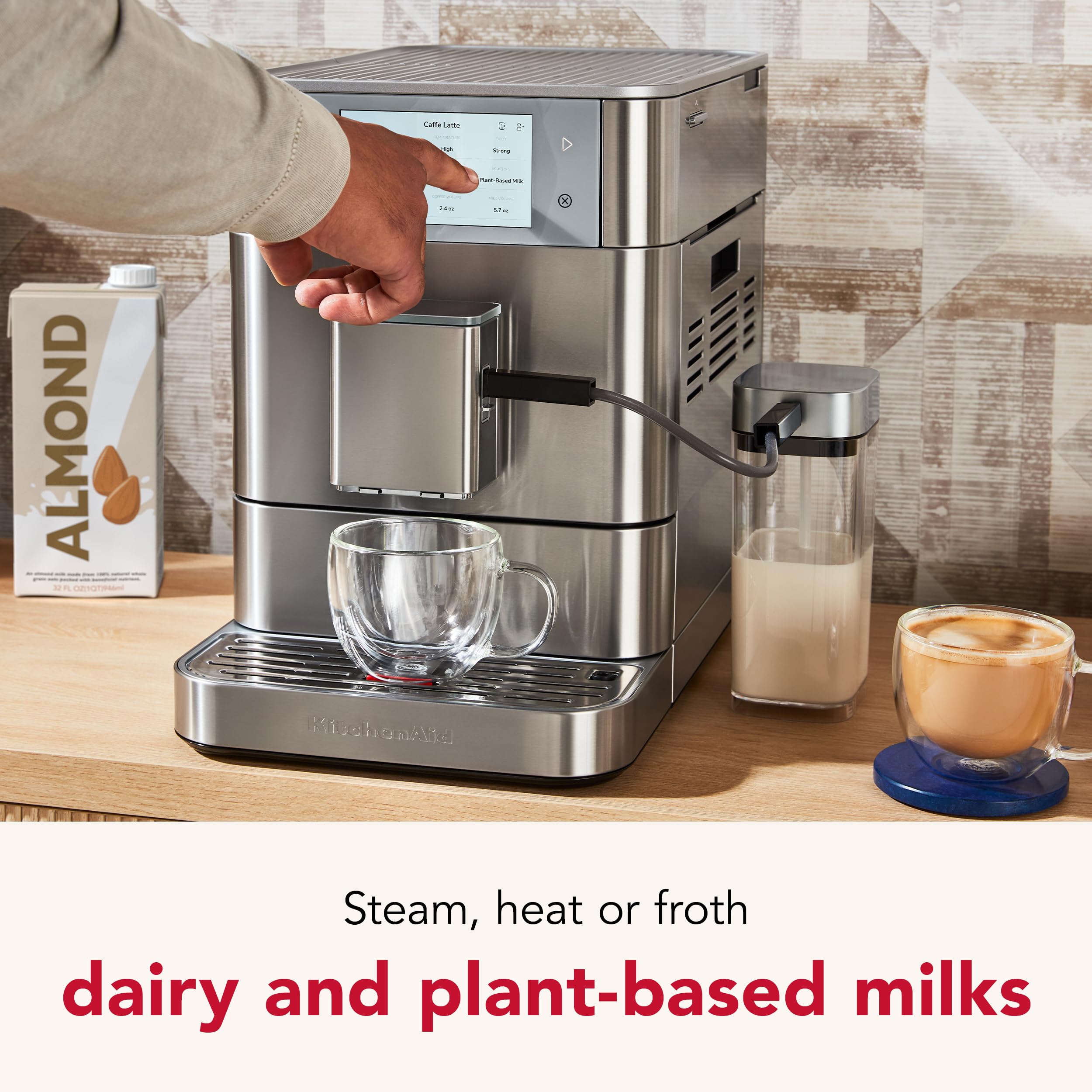 kitchenaid-fully-automatic-espresso-machine-kf8-with-milk-attachment-plant-based image 5