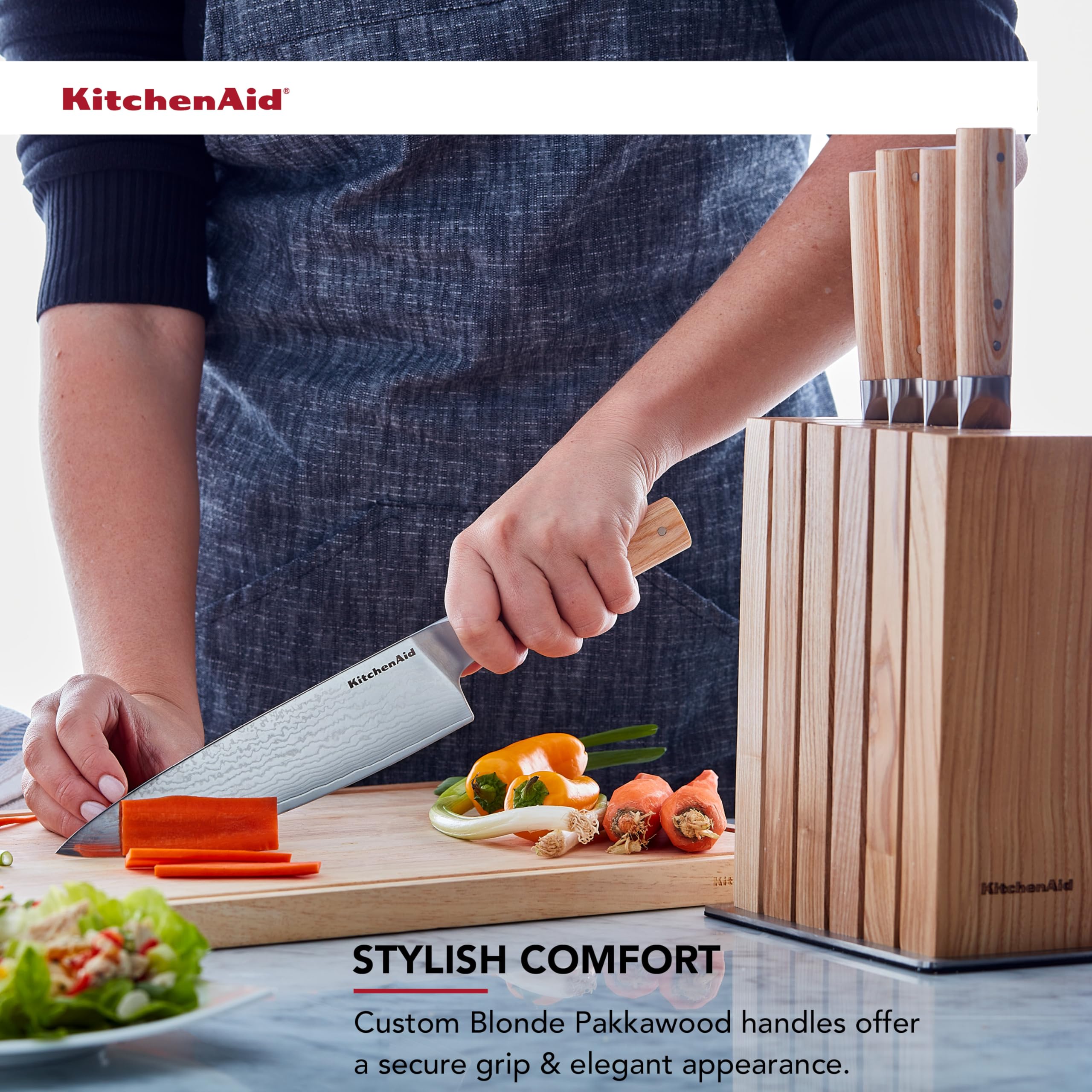 kitchenaid-6-piece-ashwood-forged-knife-block-set-with-aus-10-damascus-steel-bla image 3