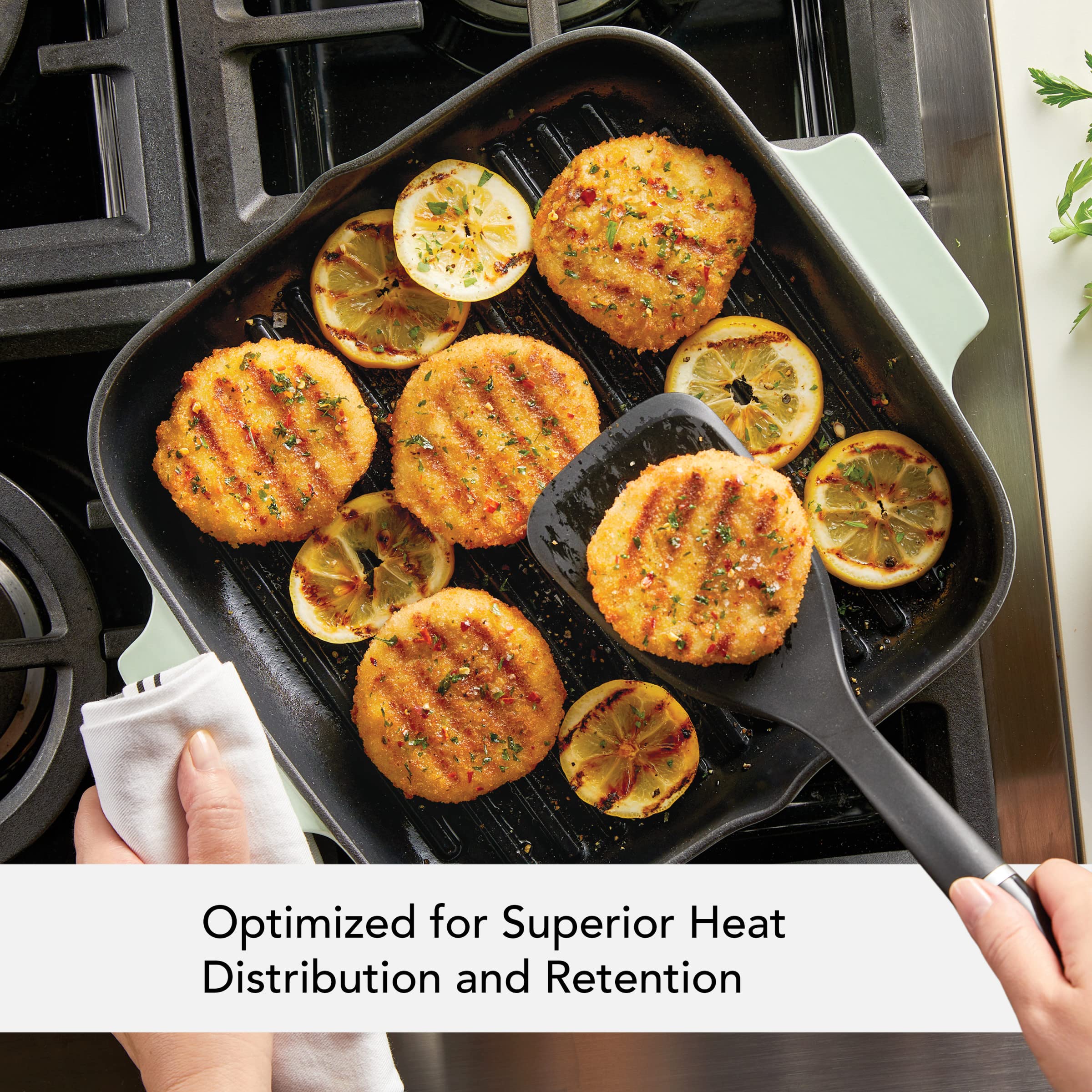 kitchenaid-enameled-cast-iron-square-grill-and-roasting-pan-11-inch-pistachio image 4