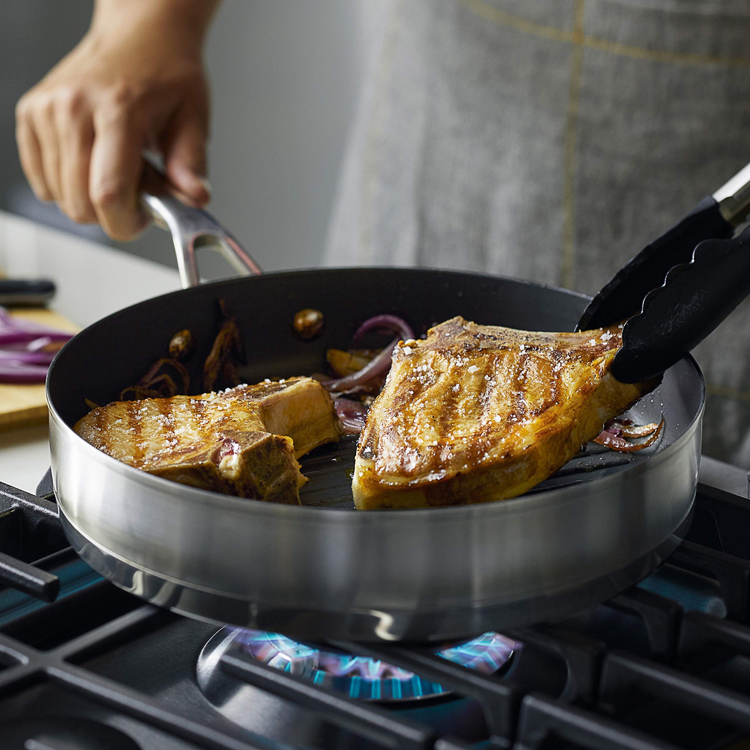 kitchenaid-10-25-inch-3-ply-nonstick-grill-pan-brushed-stainless-steel image 6